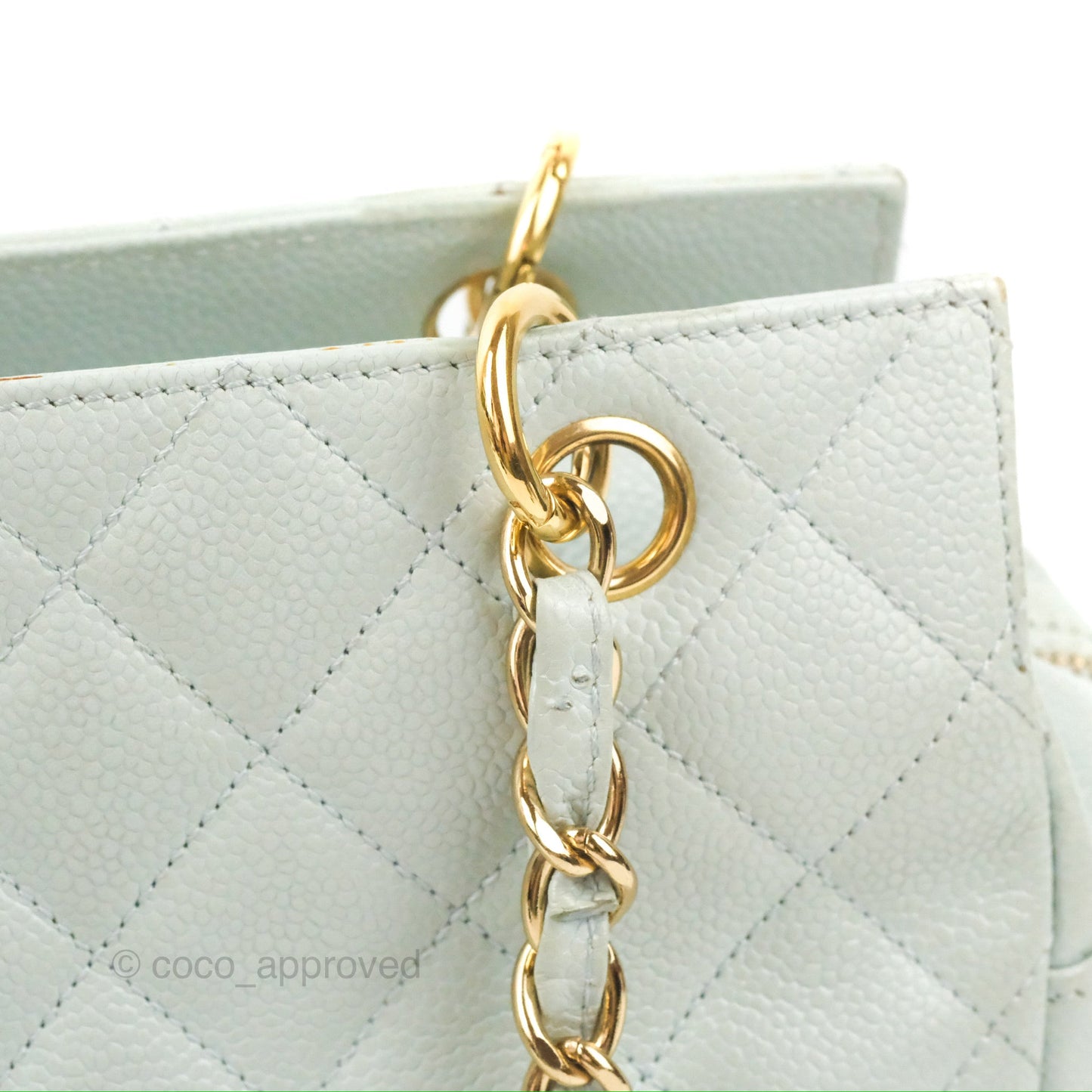 Chanel PTT Petite Timeless Shopping Tote Bag Light Tiffany Blue Caviar Gold Hardware