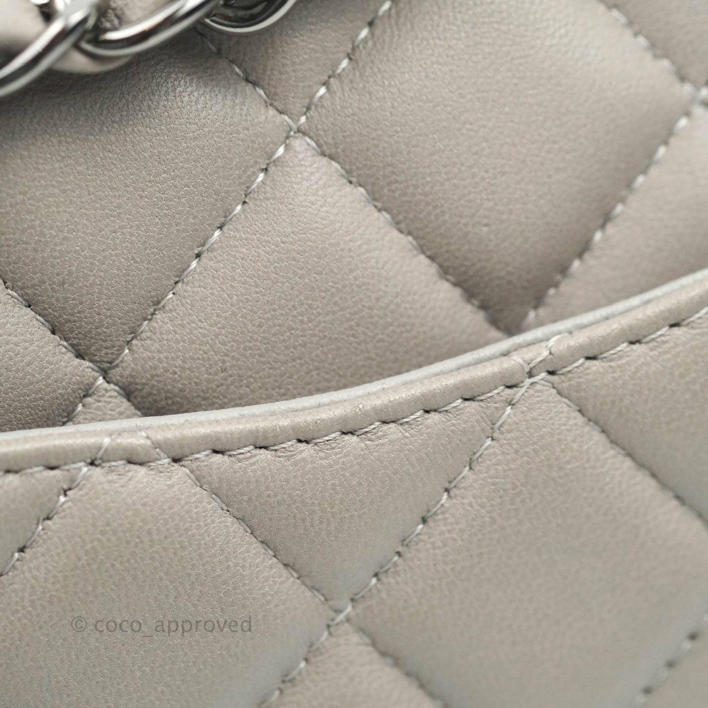Chanel Quilted Mini Rectangular Flap Grey Lambskin Dark Silver Hardware