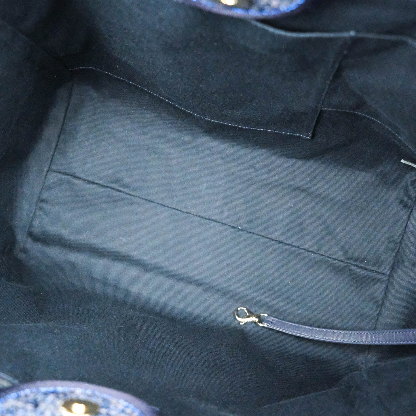Chanel Large Deauville Navy Blue Glitter Canvas Gold Hardware