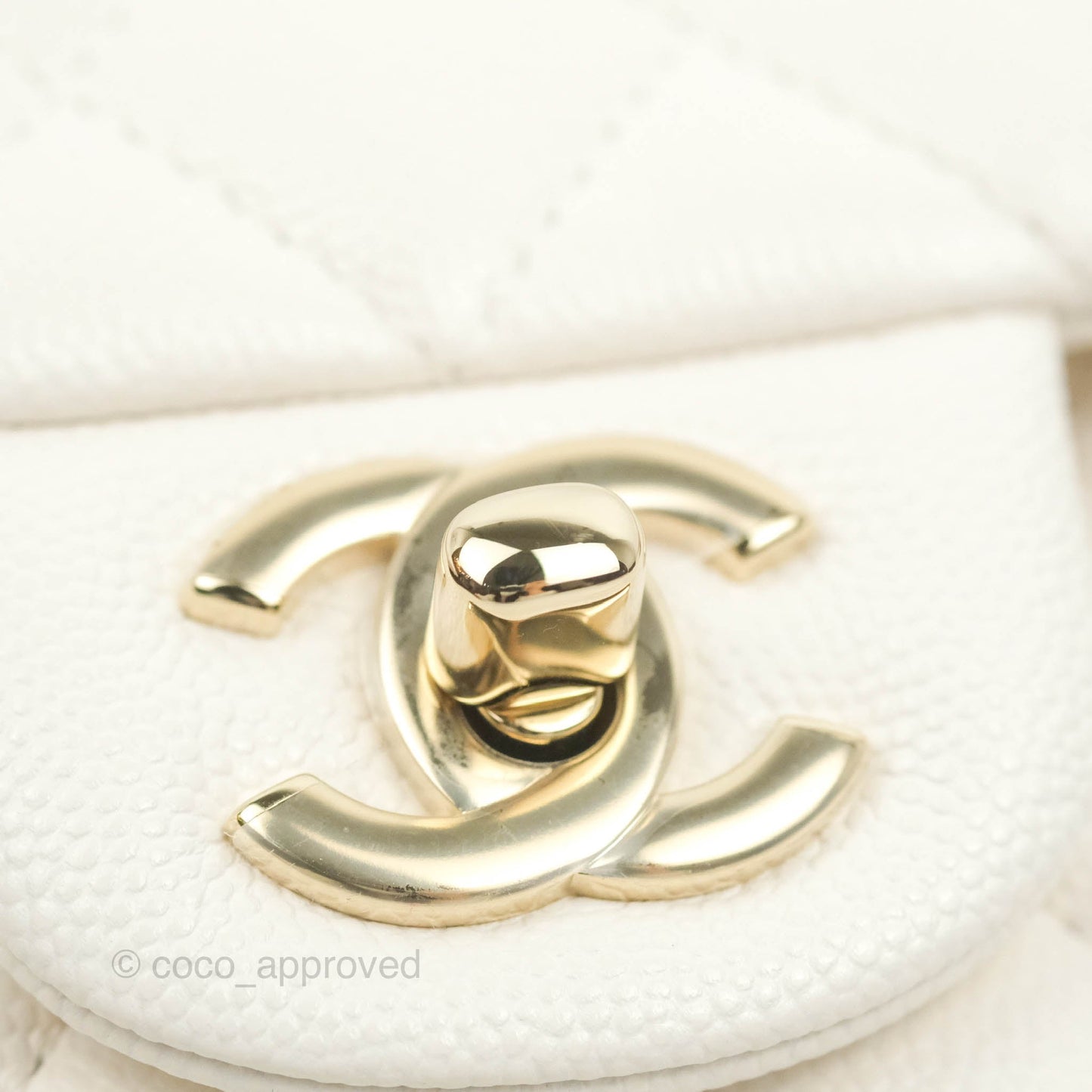 Chanel Classic Small S/M Flap White Caviar Gold Hardware 21S