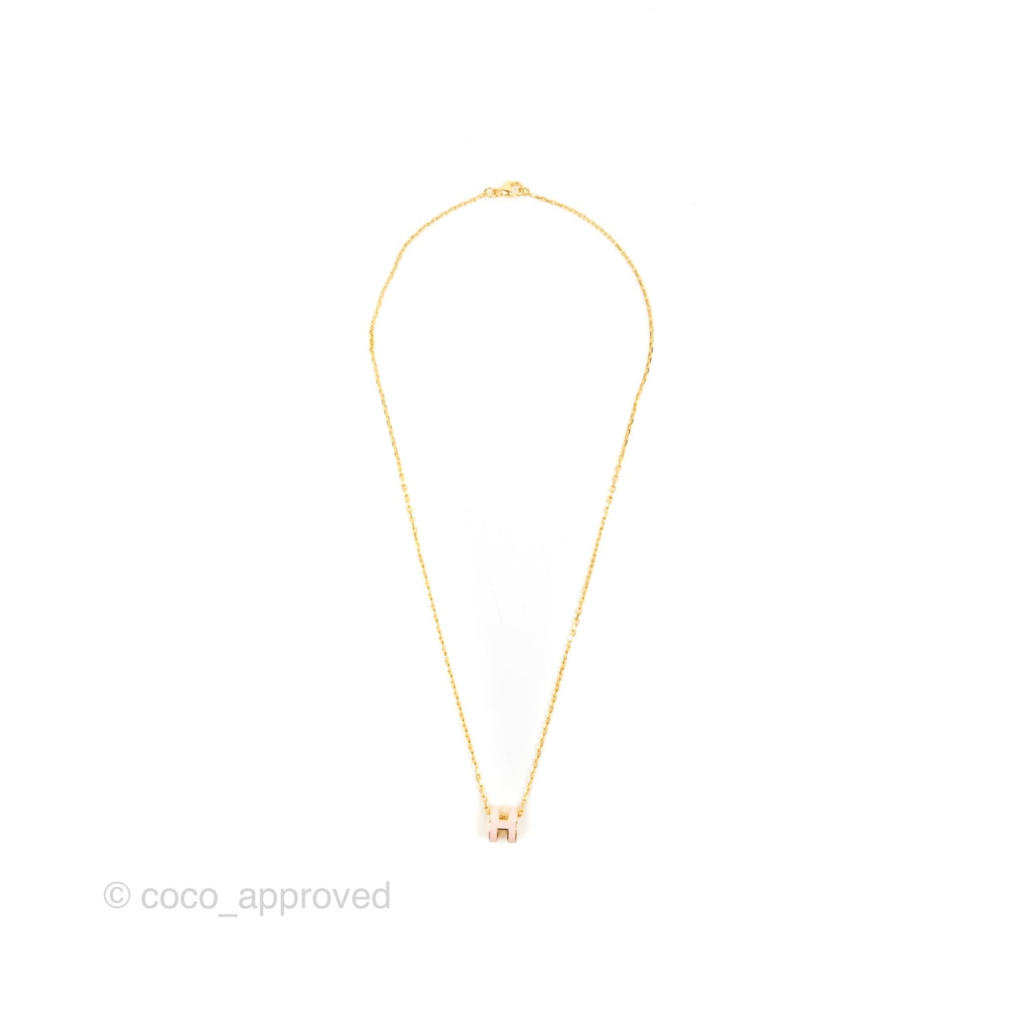 Hermès Mini Pop H Rose Dragee Pendant Necklace Gold Hardware