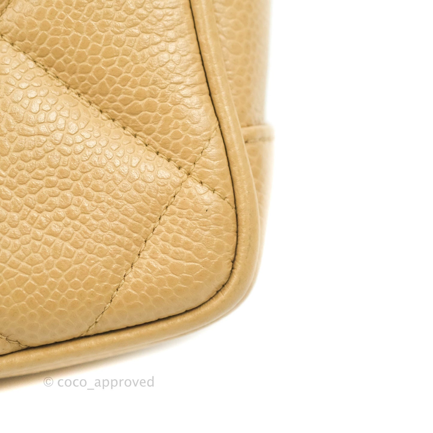 Chanel Vintage CC Quilted Tote Dark Beige Caviar 24K Gold Hardware