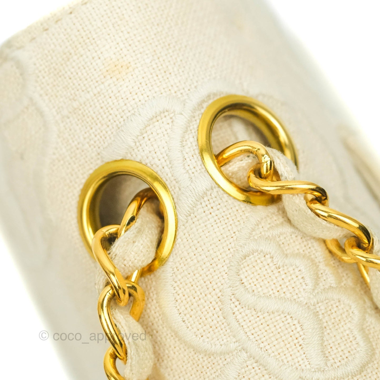 Chanel Small Flap Camellia Embroidered Ivory Beige Linen Canvas 24K Gold Hardware
