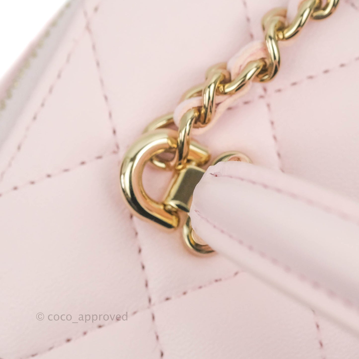 Chanel Top Handle Vanity with Chain Light Pink Lambskin Gold Hardware
