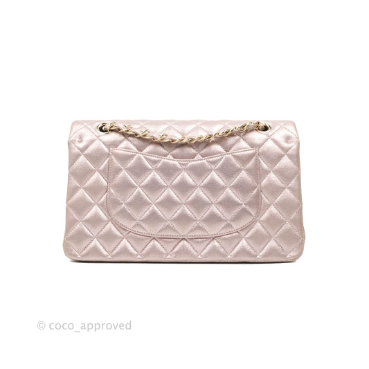 Chanel Classic M/L Medium Double Flap Rose Gold Pink Lambskin Gold Hardware