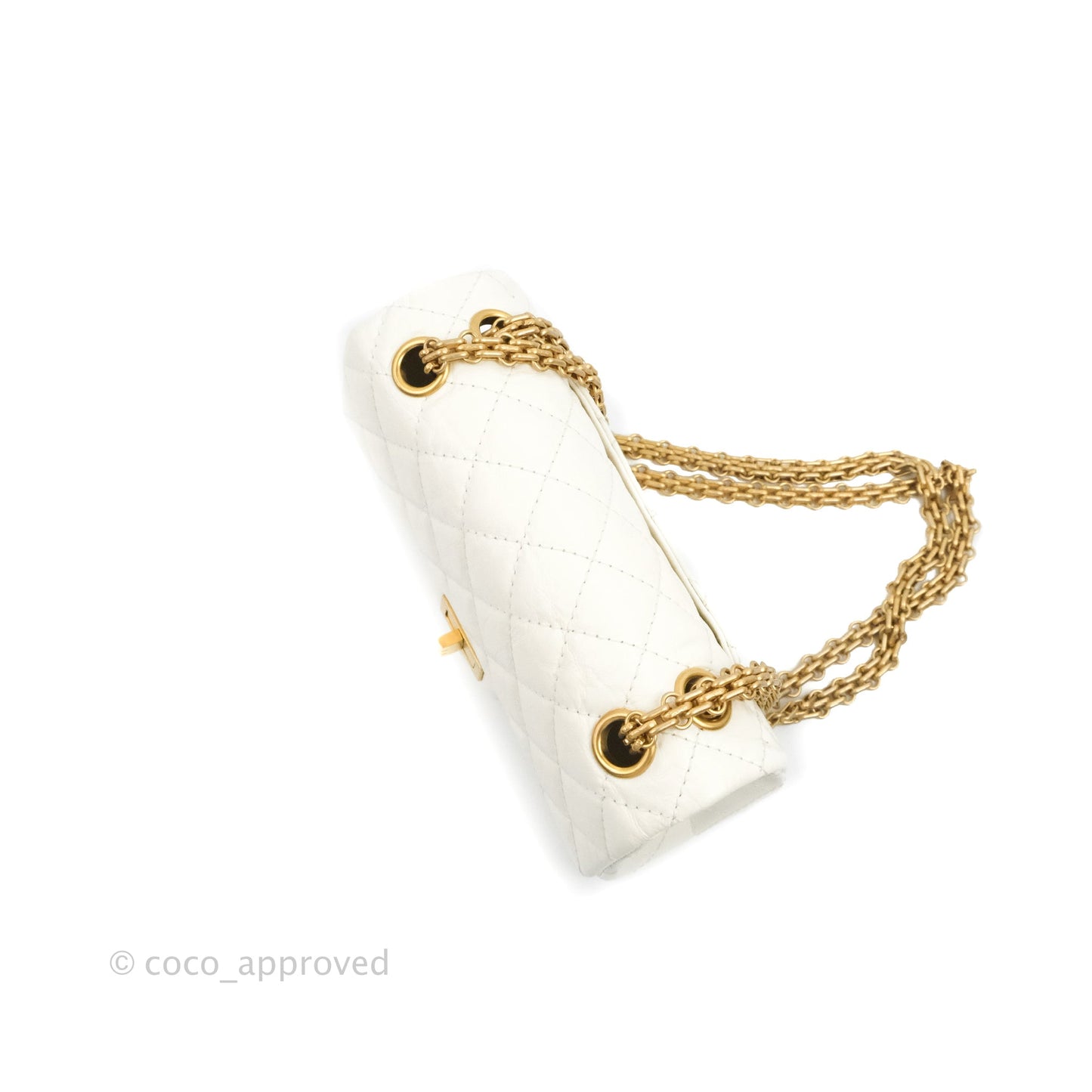 Chanel Mini Reissue 224 White Aged Calfskin Aged Gold Hardware