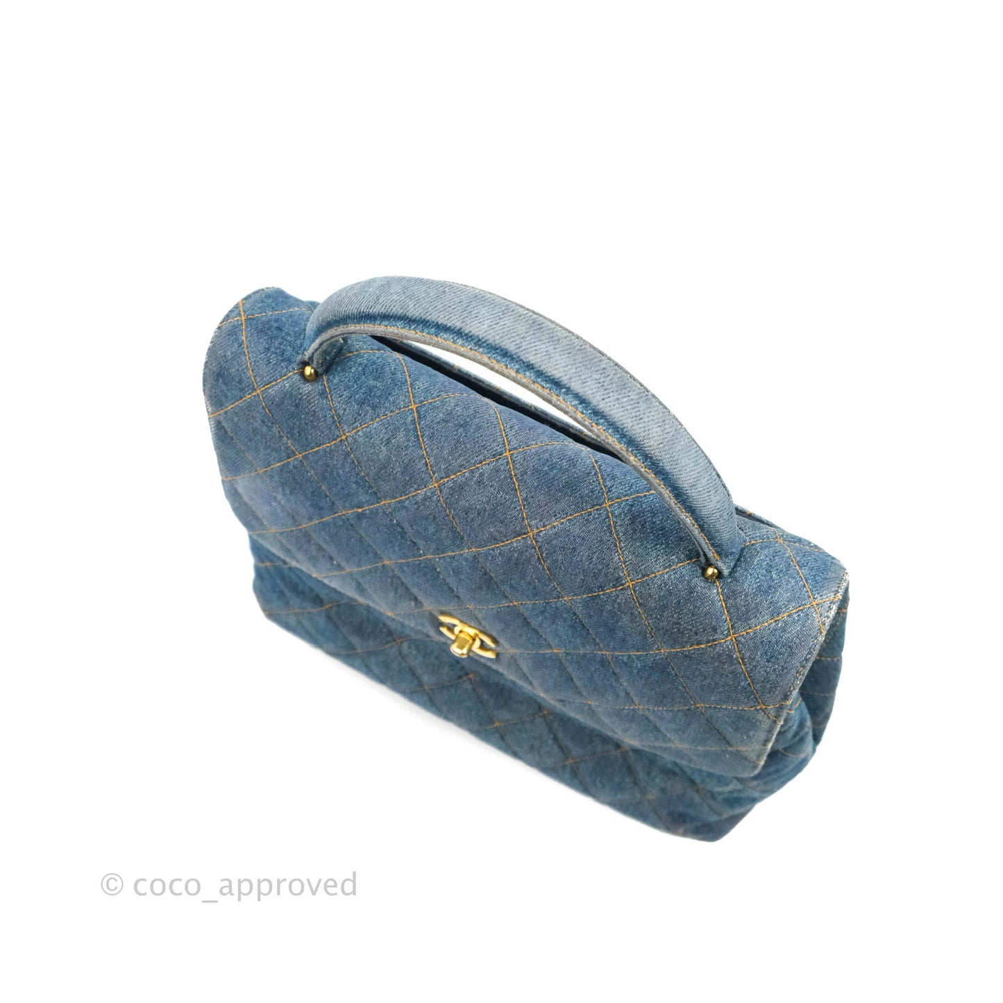 Chanel Vintage Quilted Kelly Bag Denim 24K Gold Hardware