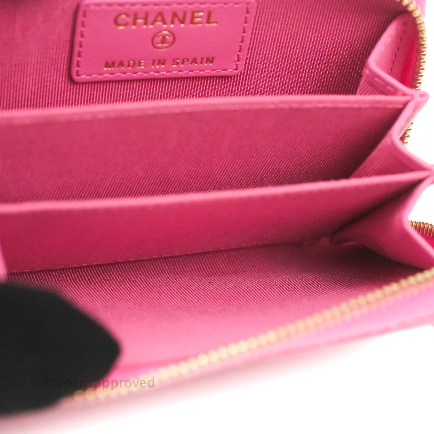 Chanel Classic Zipped Coin Purse Pink Caviar Gold Hardware