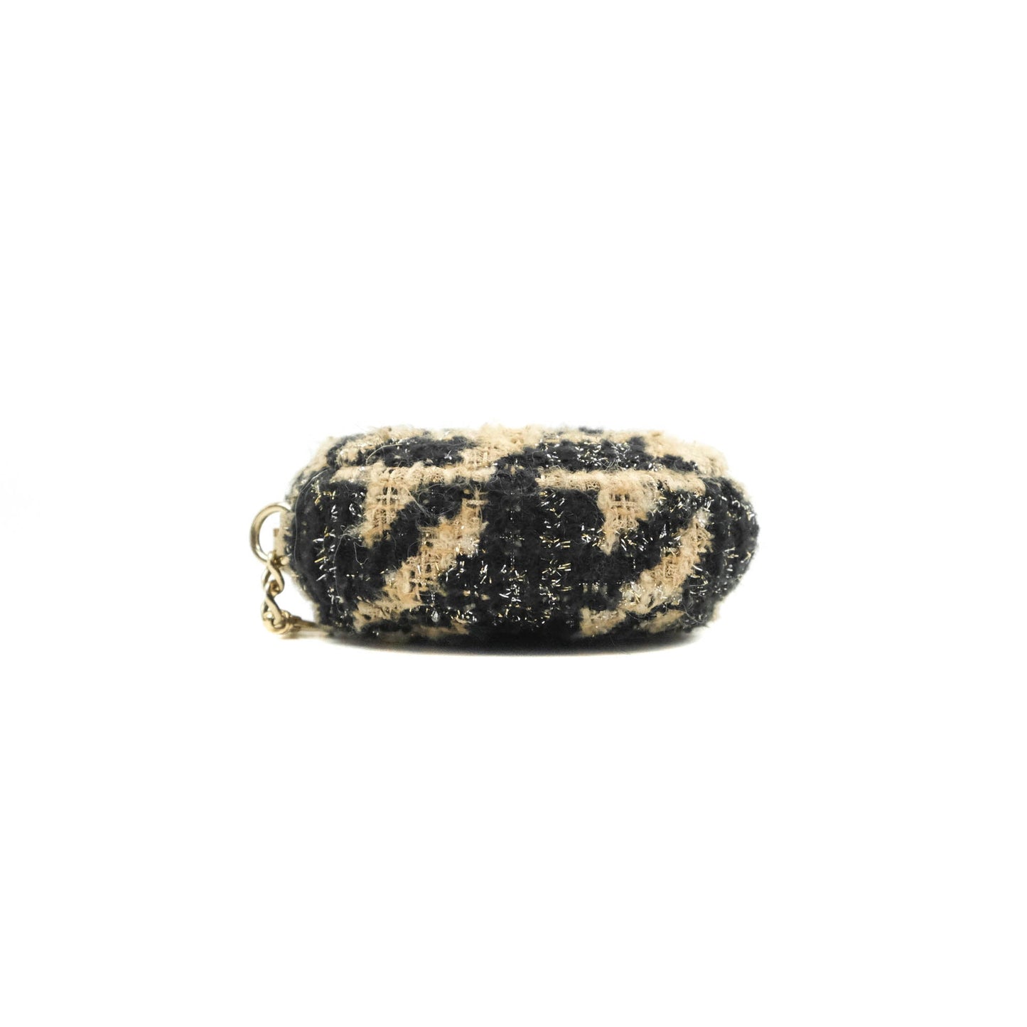 Chanel Wallet On Chain WOC Houndstooth Beige Black Tweed Gold Hardware