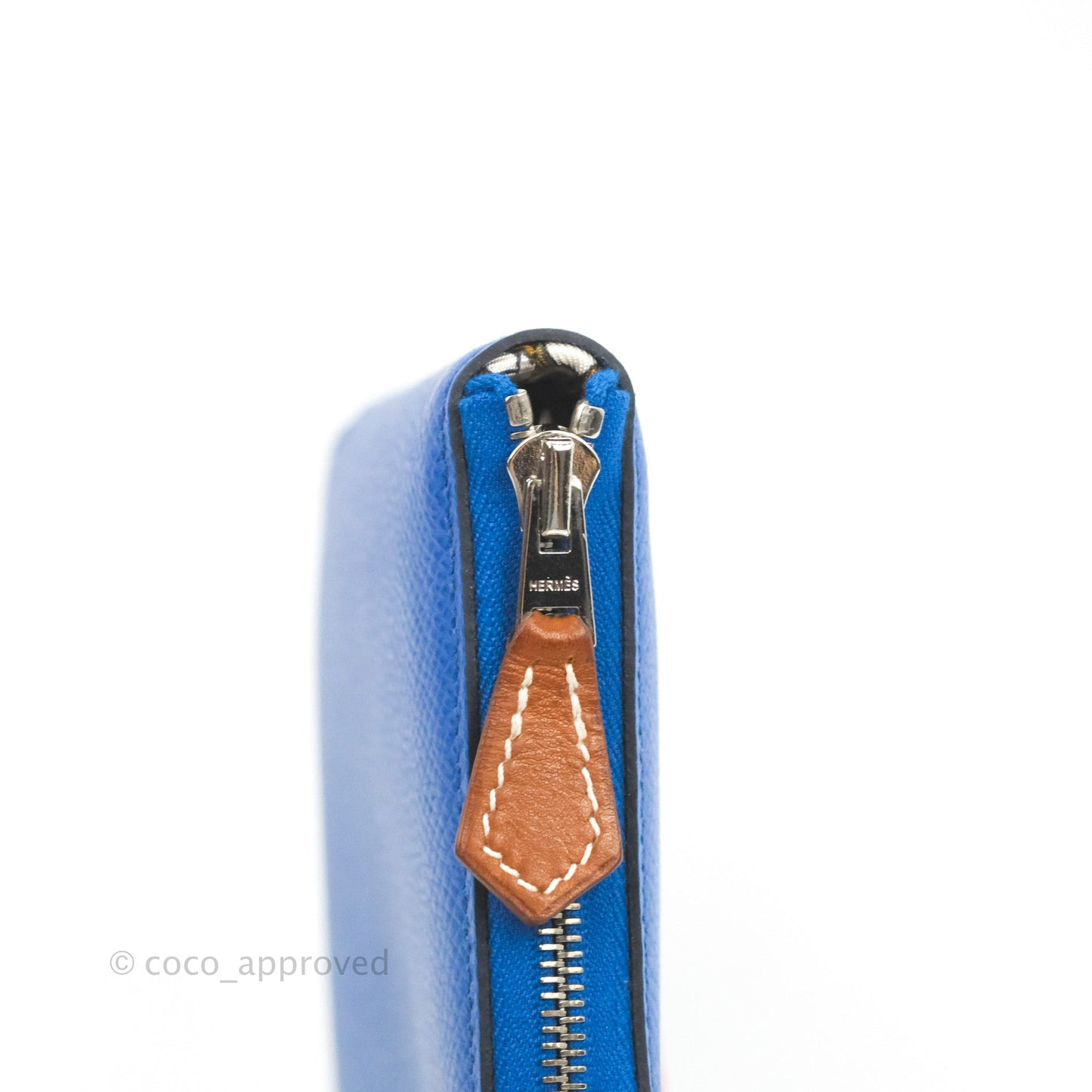 Hermès Silk In Compact Wallet Bleu Brighton Epsom with La Patisserie Francaise Print