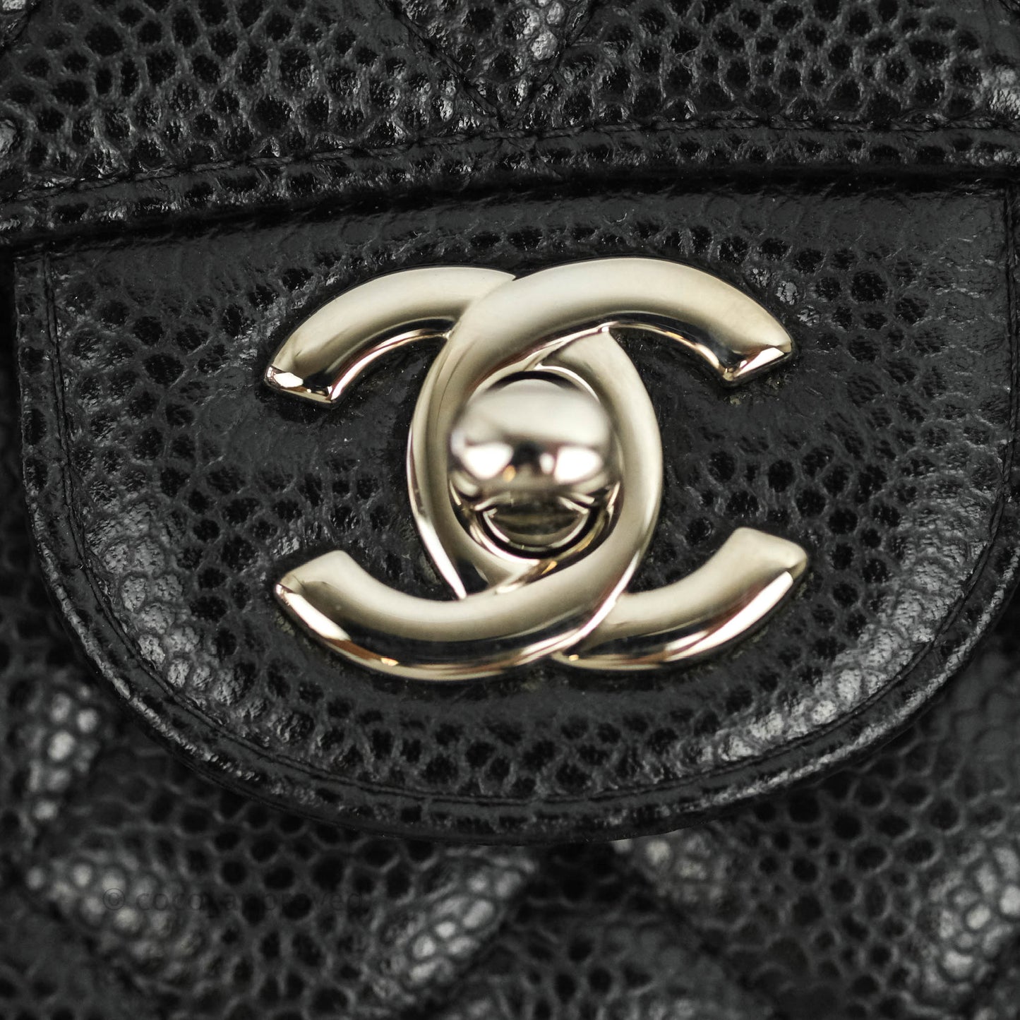Chanel Classic Double Flap M/L Black Caviar Silver Hardware