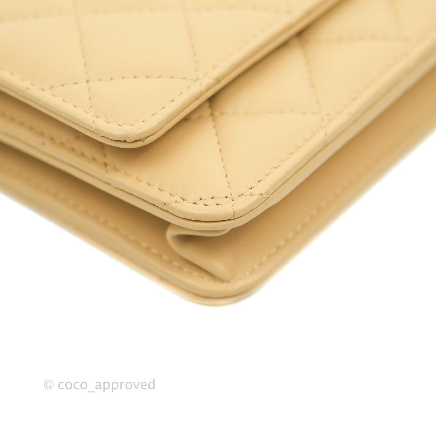 Chanel Quilted Pearl Crush Wallet on Chain WOC Beige Lambskin Aged Gold Hardware