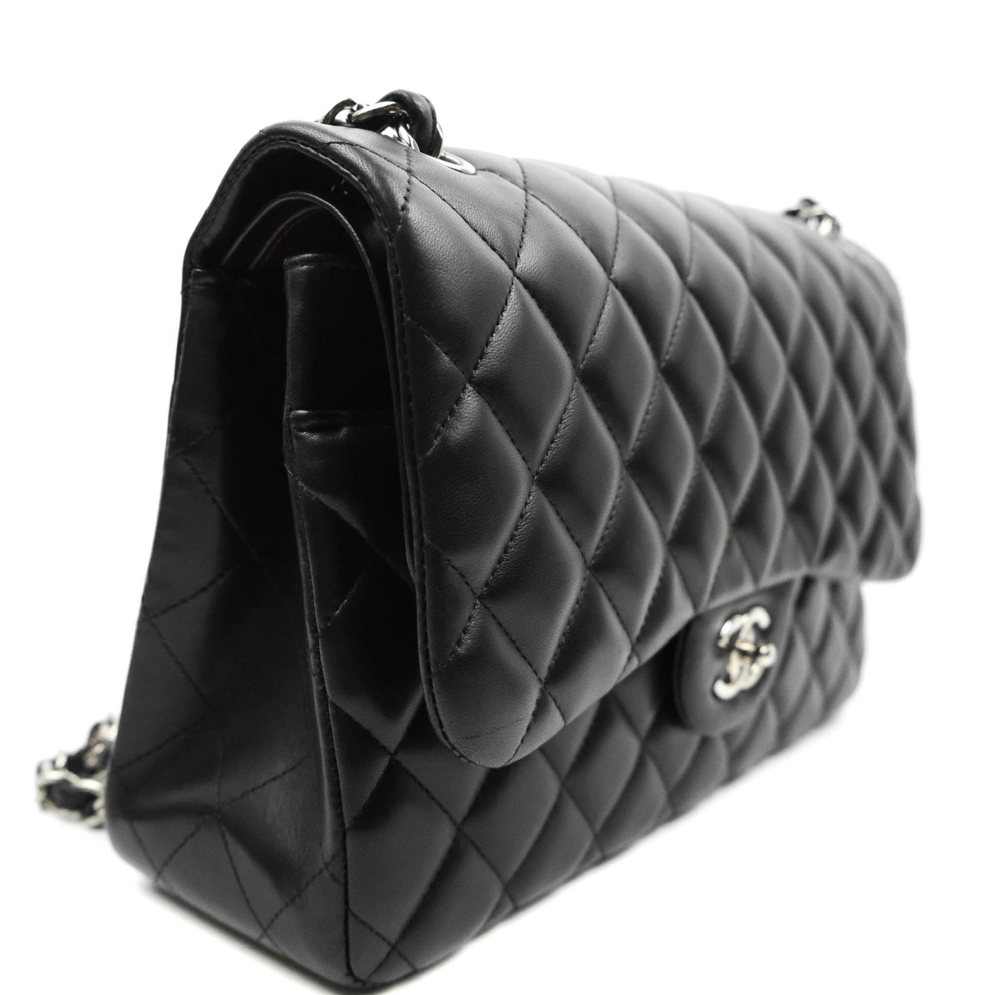 Chanel Jumbo Double Flap Black Lambskin Silver Hardware⁣⁣