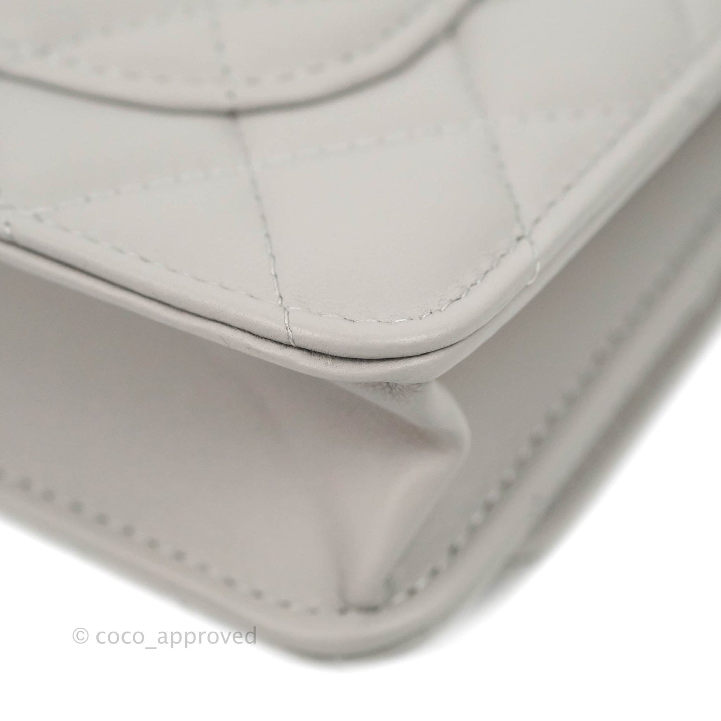 Chanel Quilted Pearl Crush Wallet on Chain WOC Grey Lambskin Aged Gold Hardware
