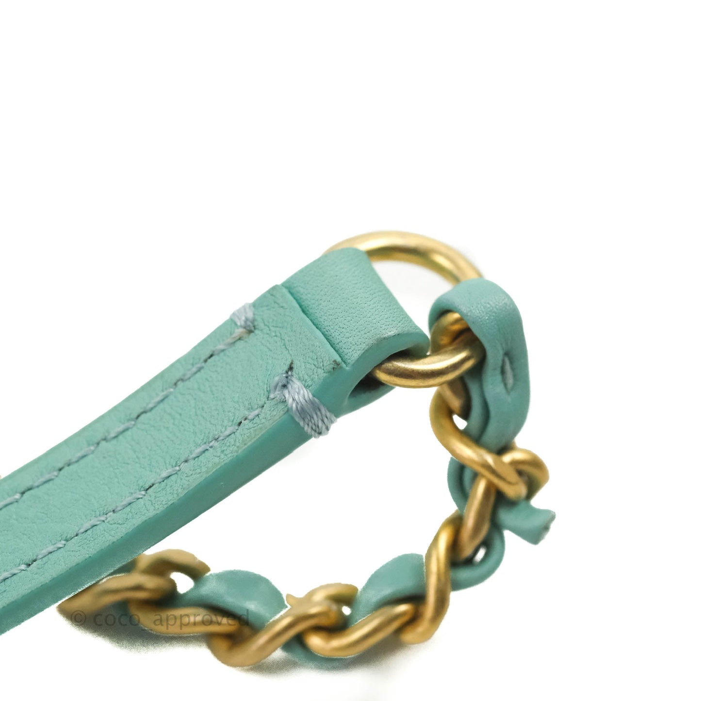 Chanel Quilted Small Day Trip Tiffany Blue Green Lambskin Aged Gold Hardware