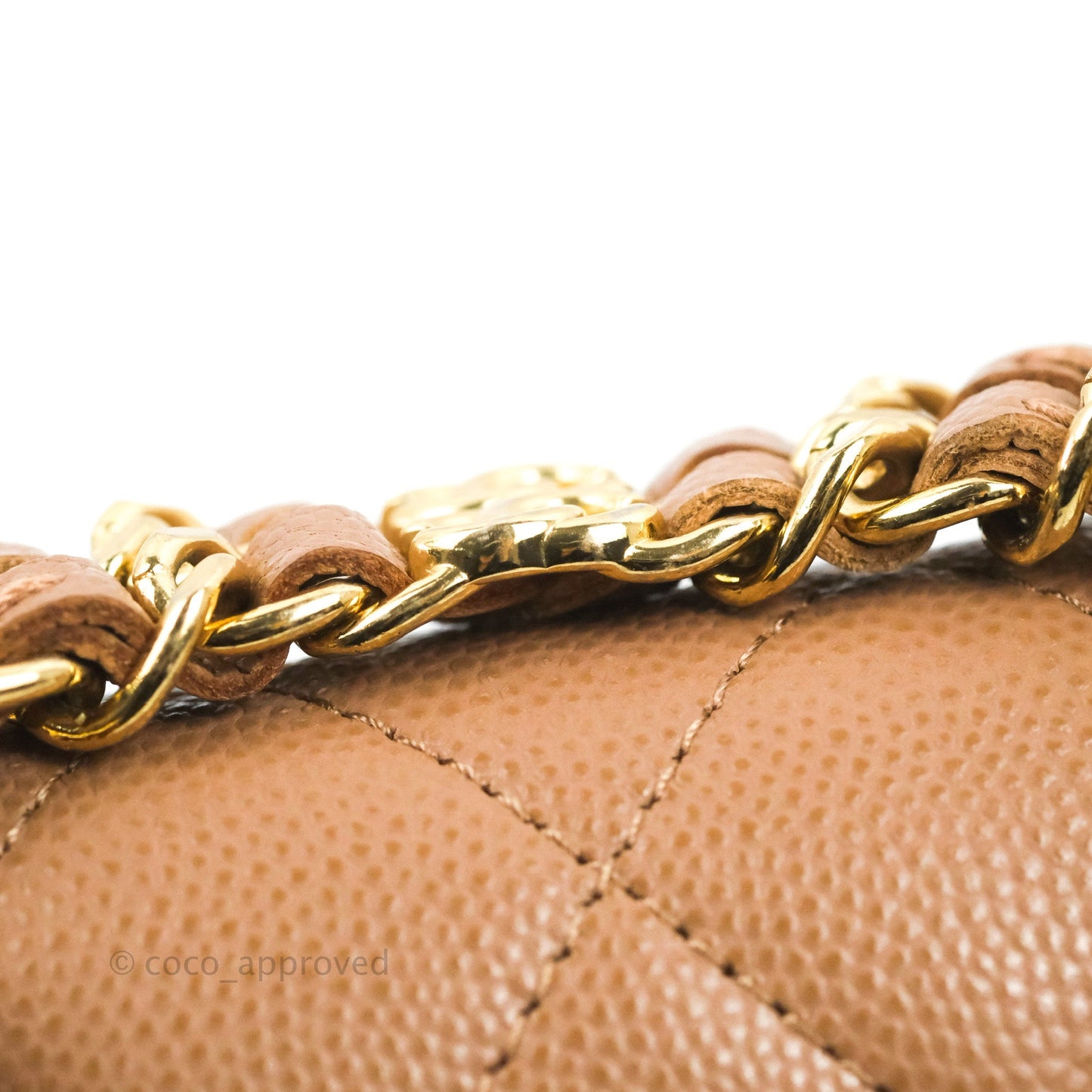 Chanel CC Chain Clutch with Chain Beige Caviar Gold Hardware