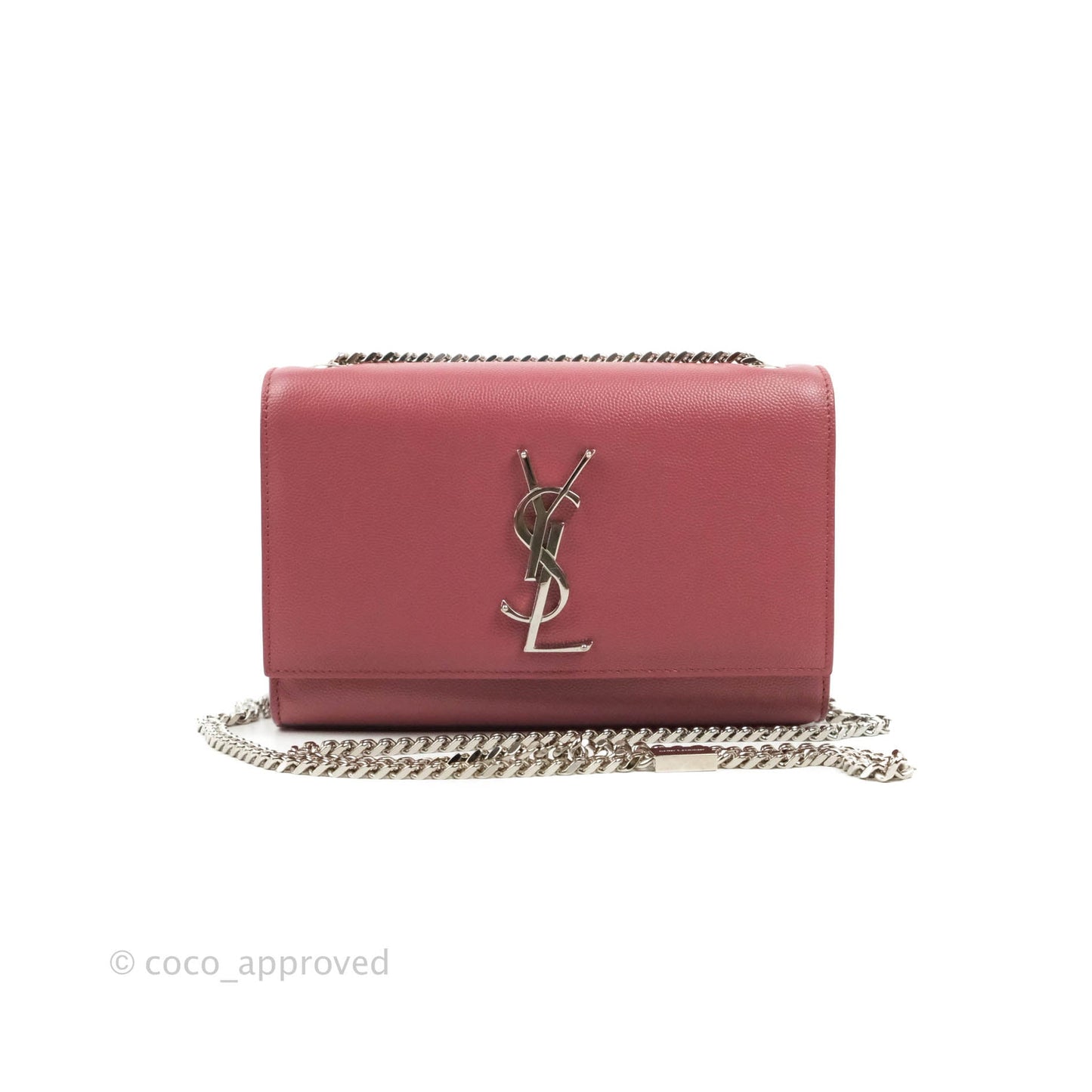 Saint Laurent New Small Classic Monogram Kate Chain Bag Mystic Rose Grained Calfskin Silver Hardware