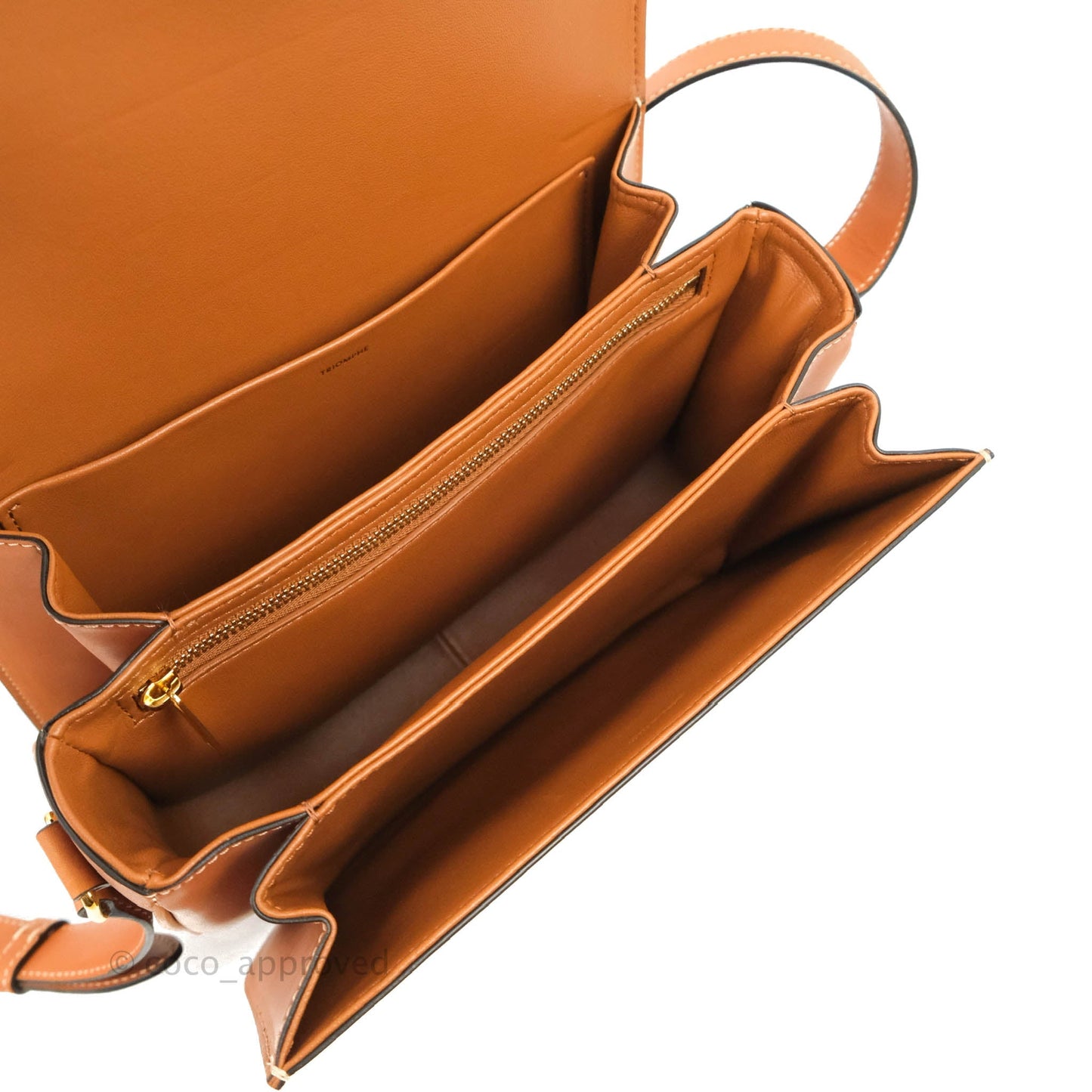 Celine Medium Triomphe Bag Chaine Triomphe Jacquard Canvas Tan Calfskin