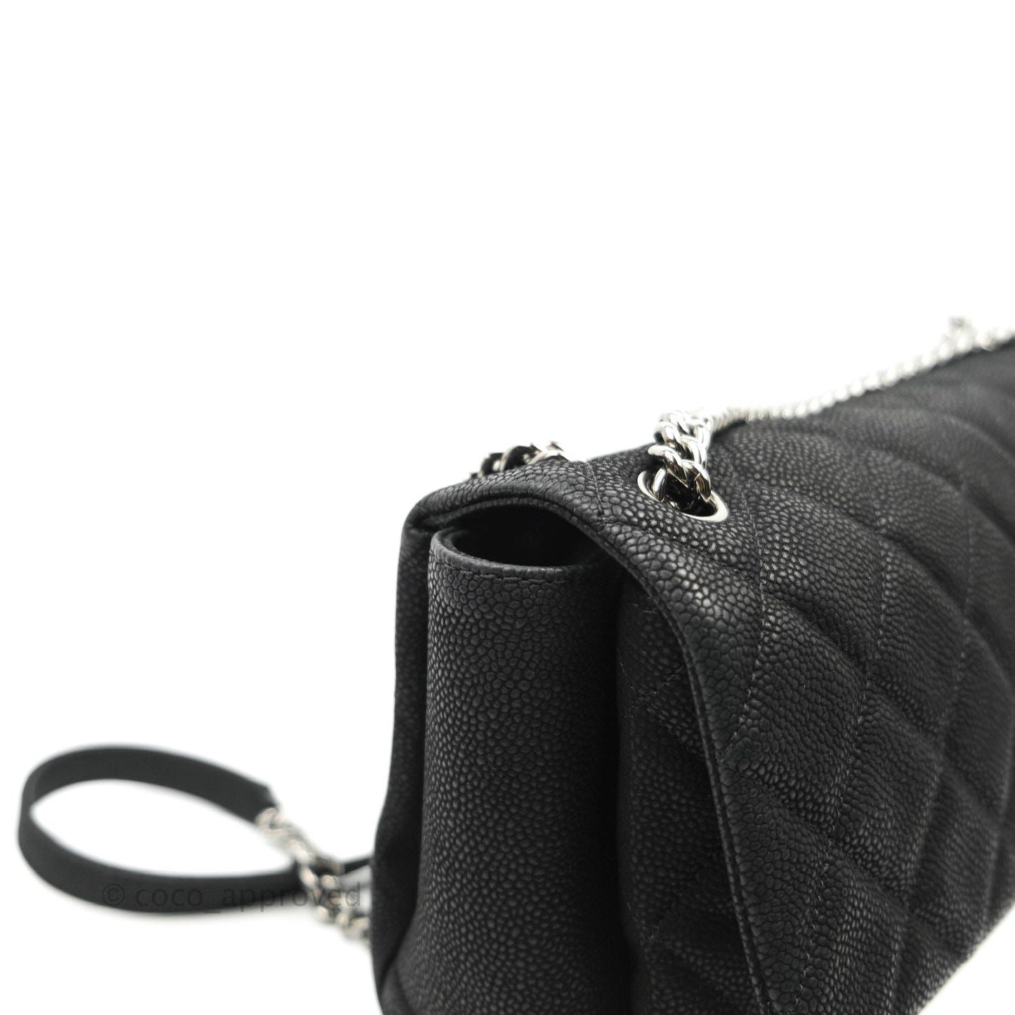 Chanel Lady Pearly Flap Bag Black Caviar Silver Hardware