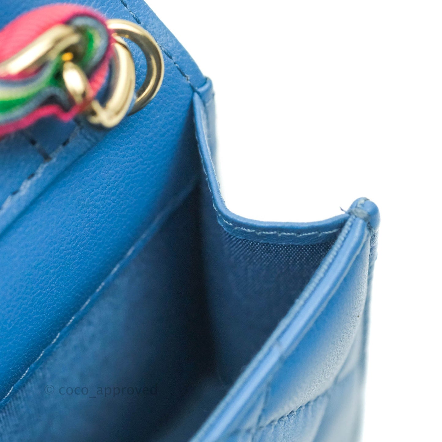 Chanel Ribbon Belt Bag Blue Lambskin Gold Hardware