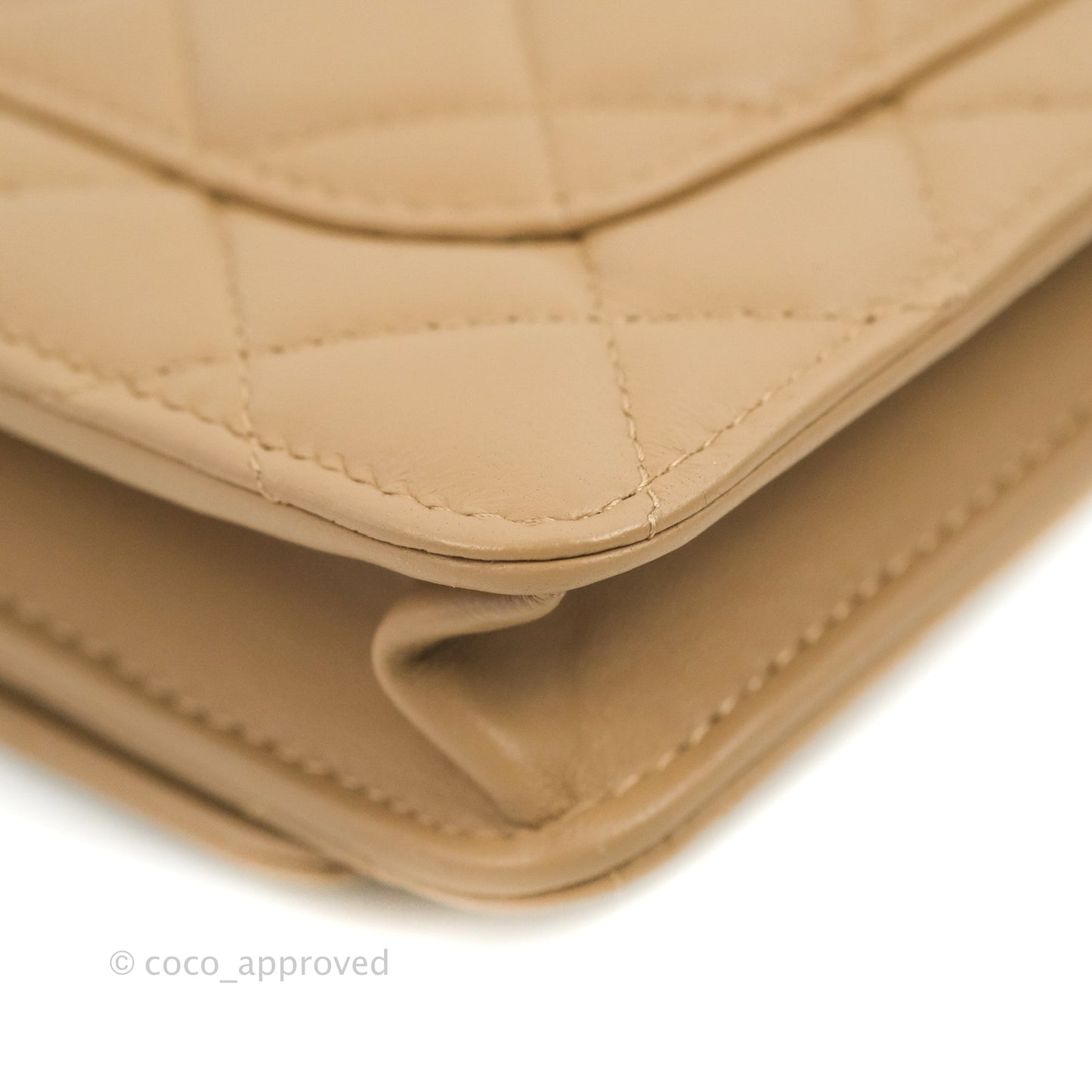 Chanel Quilted Pearl Crush Wallet on Chain WOC Beige Lambskin Aged Gold Hardware
