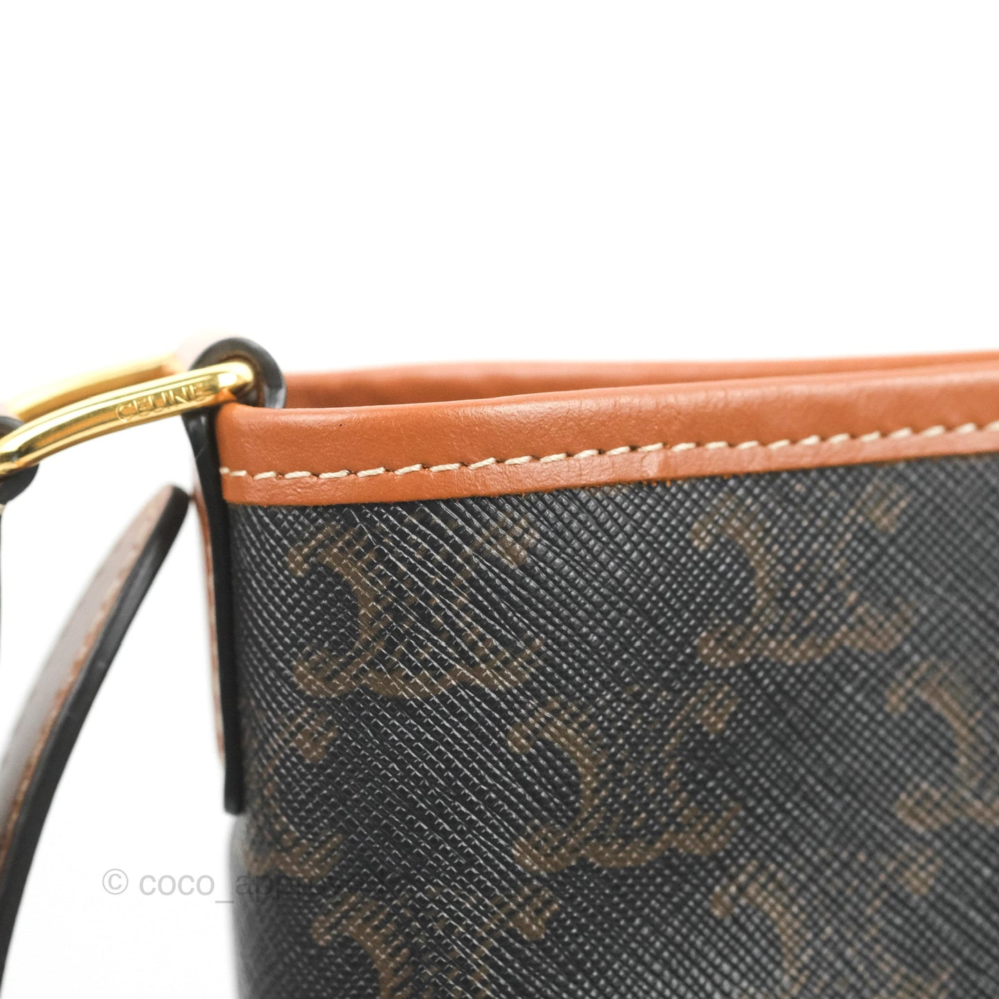 Celine Small Bucket Triomphe Canvas Tan Calfskin