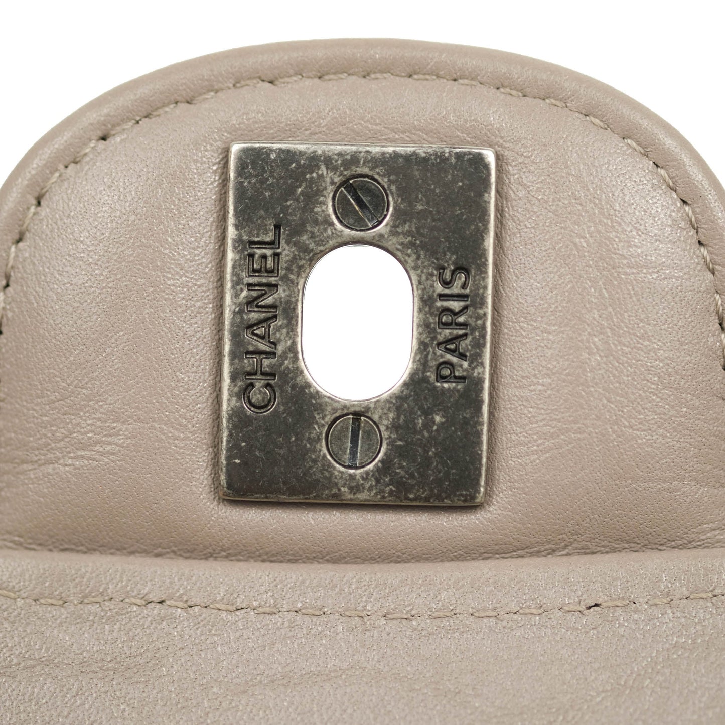 Chanel Chevron Mini Rectangular Flap Taupe Grey Calfskin Ruthenium Hardware 18B
