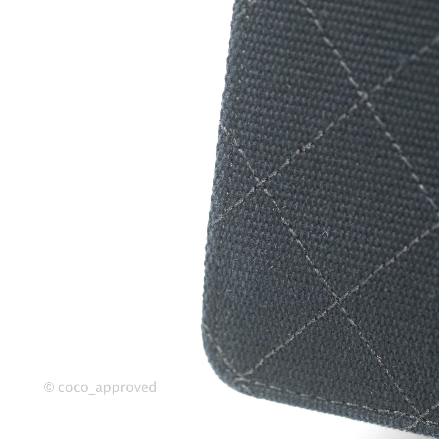 Chanel Quilted CC Top Handle with Chain Dark Navy Fabric Ruthenium Hardware 15P