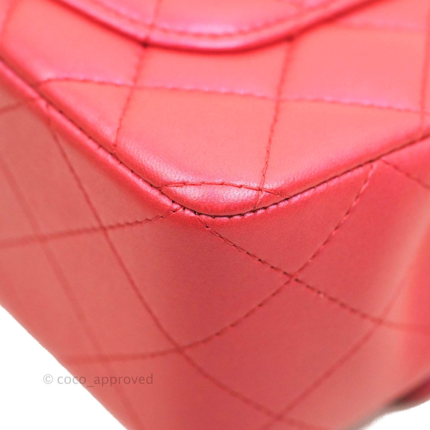 Chanel Top Handle Mini Rectangular Flap Bag Iridescent Red Lambskin Gold Hardware