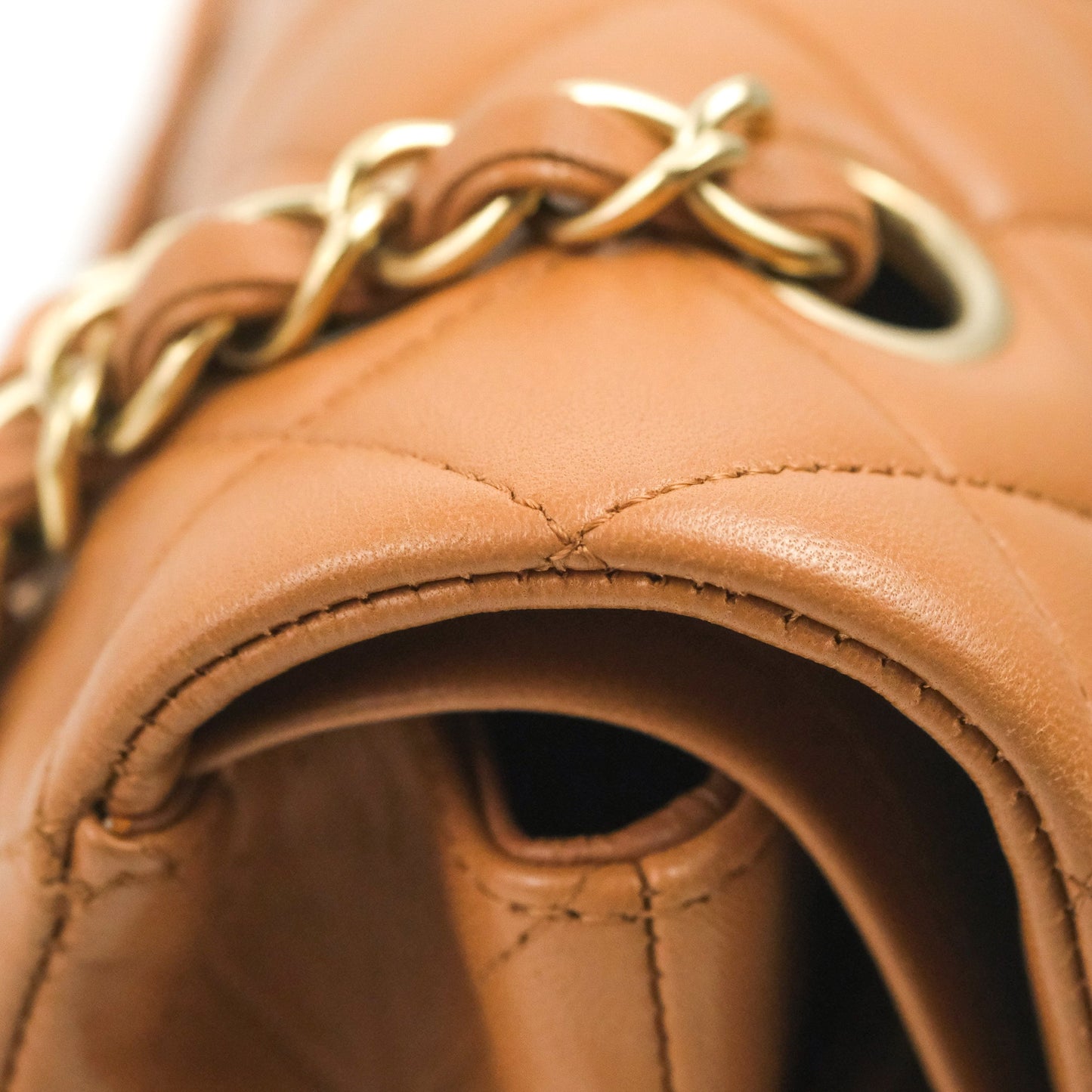 Chanel Classic M/L Medium Flap Quilted Dark Beige Caramel Lambskin Gold Hardware