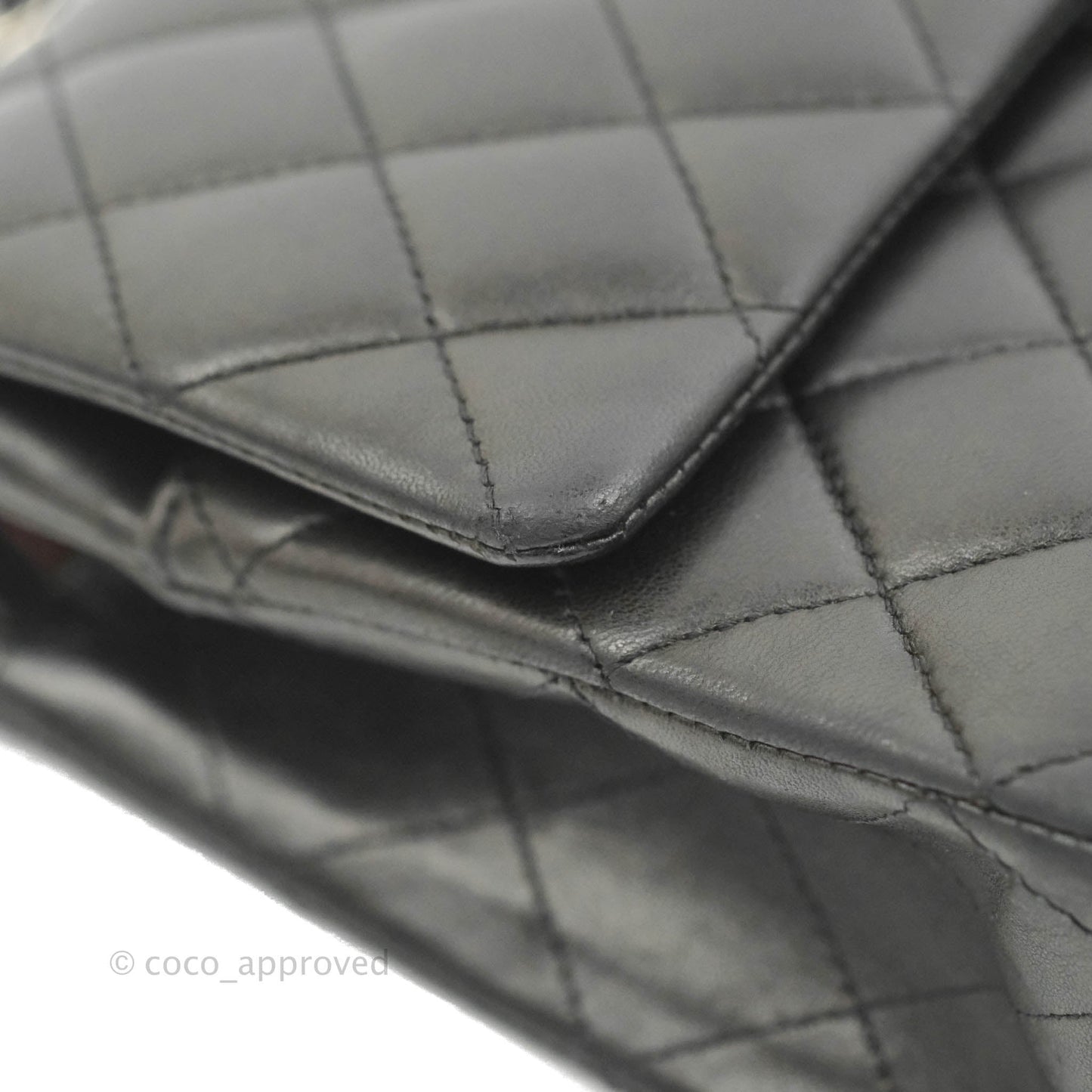 Chanel Medium Classic Quilted Flap Black Lambskin Silver Hardware