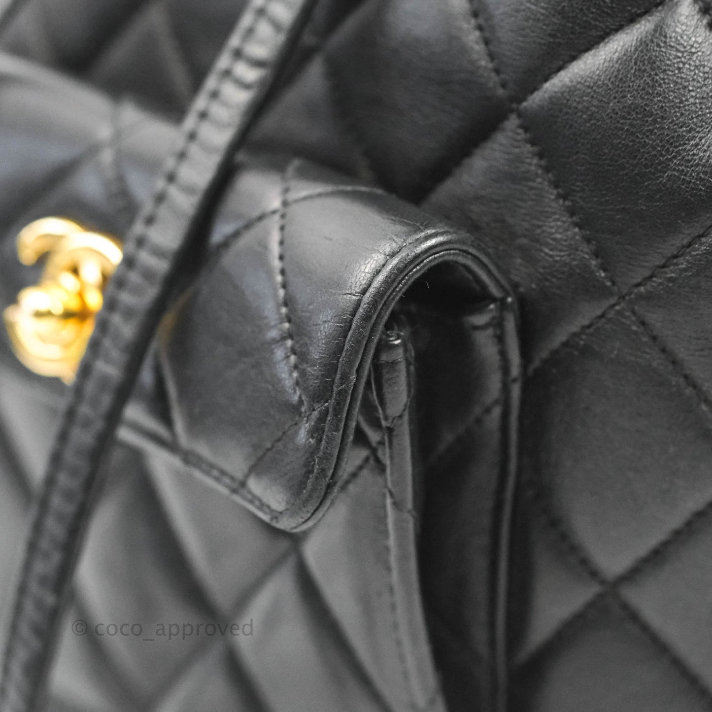 Chanel Vintage CC Duma Backpack Black Lambskin 24K Gold Hardware
