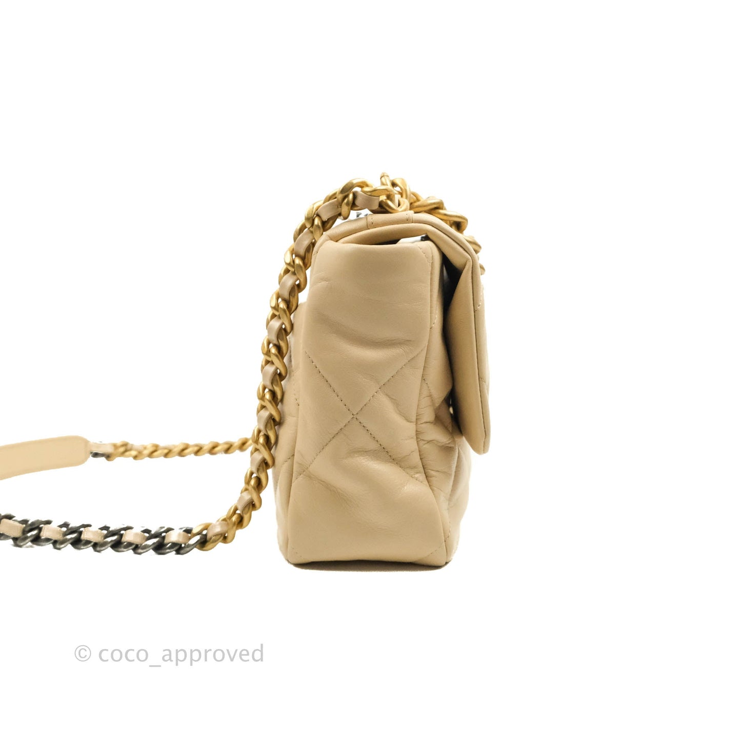 Chanel 19 Medium Beige Goatskin Mixed Hardware 20A