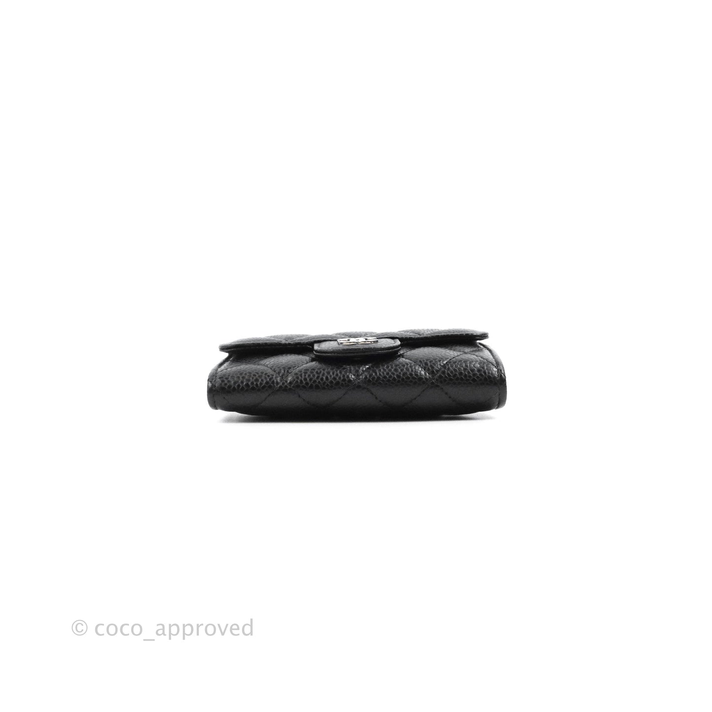 Chanel Quilted Flap Card Holder Black Caviar Silver Hardware