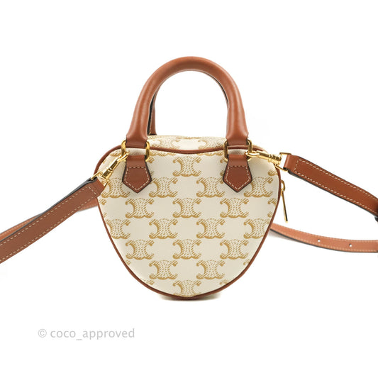 Celine Heart Medium Triomphe White Calfskin