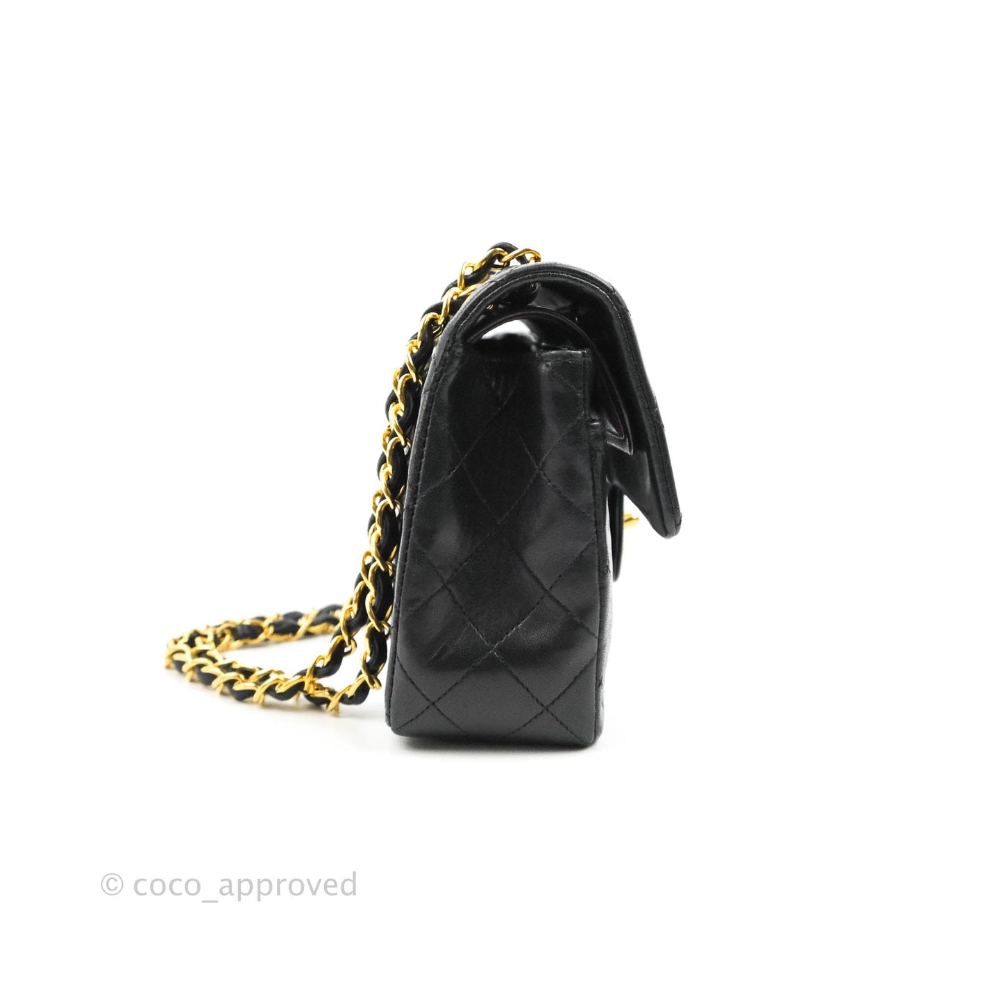 Chanel Vintage Classic S/M Small Double Flap Bag Black Lambskin 24K Gold Hardware