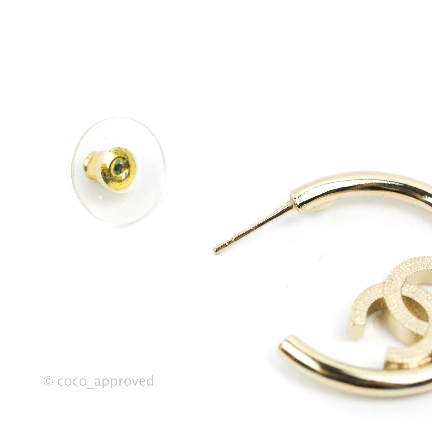Chanel CC Hoop Earrings Gold Tone 22P