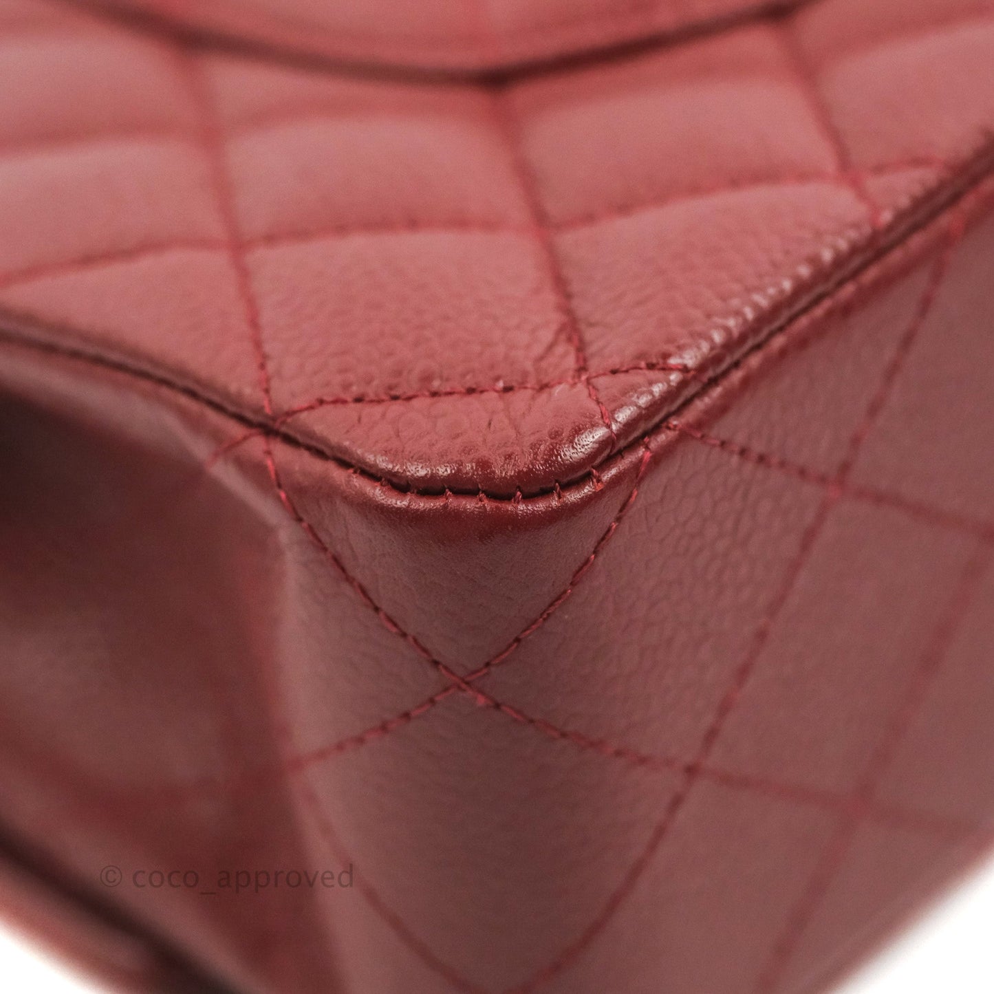 Chanel Classic M/L Medium Flap Quilted Dark Red Caviar Silver Hardware