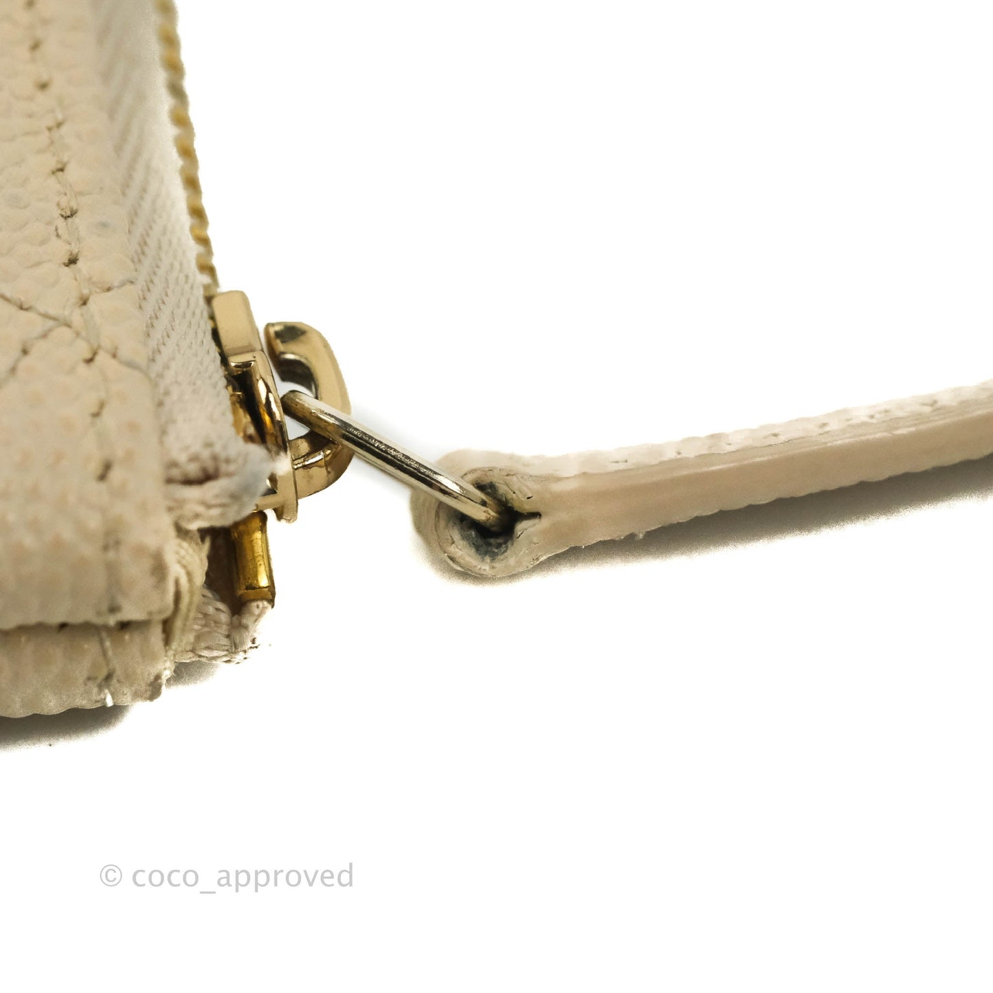 Chanel Quilted Mini O Case Light Beige Caviar Gold Hardware