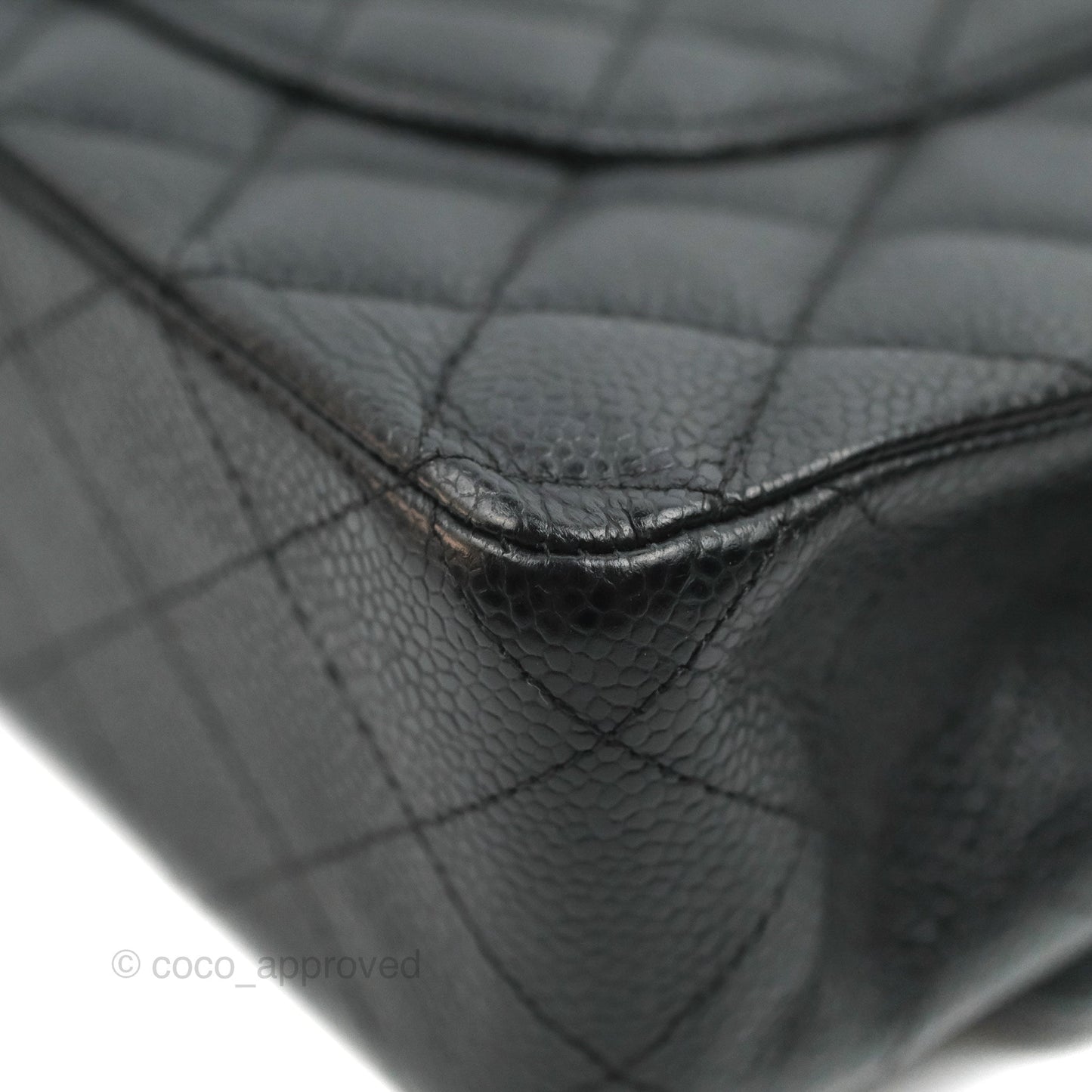 Chanel Classic M/L Medium Flap Quilted Black Caviar Silver Hardware