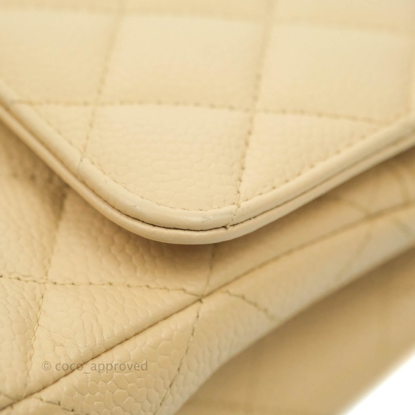 Chanel Classic M/L Medium Double Flap Bag Beige Caviar Gold Hardware