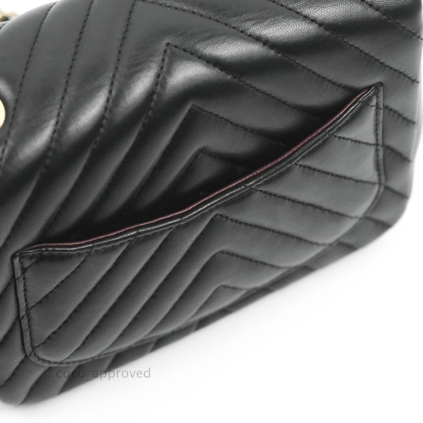 Chanel Mini Square Black Chevron Lambskin Gold Hardware