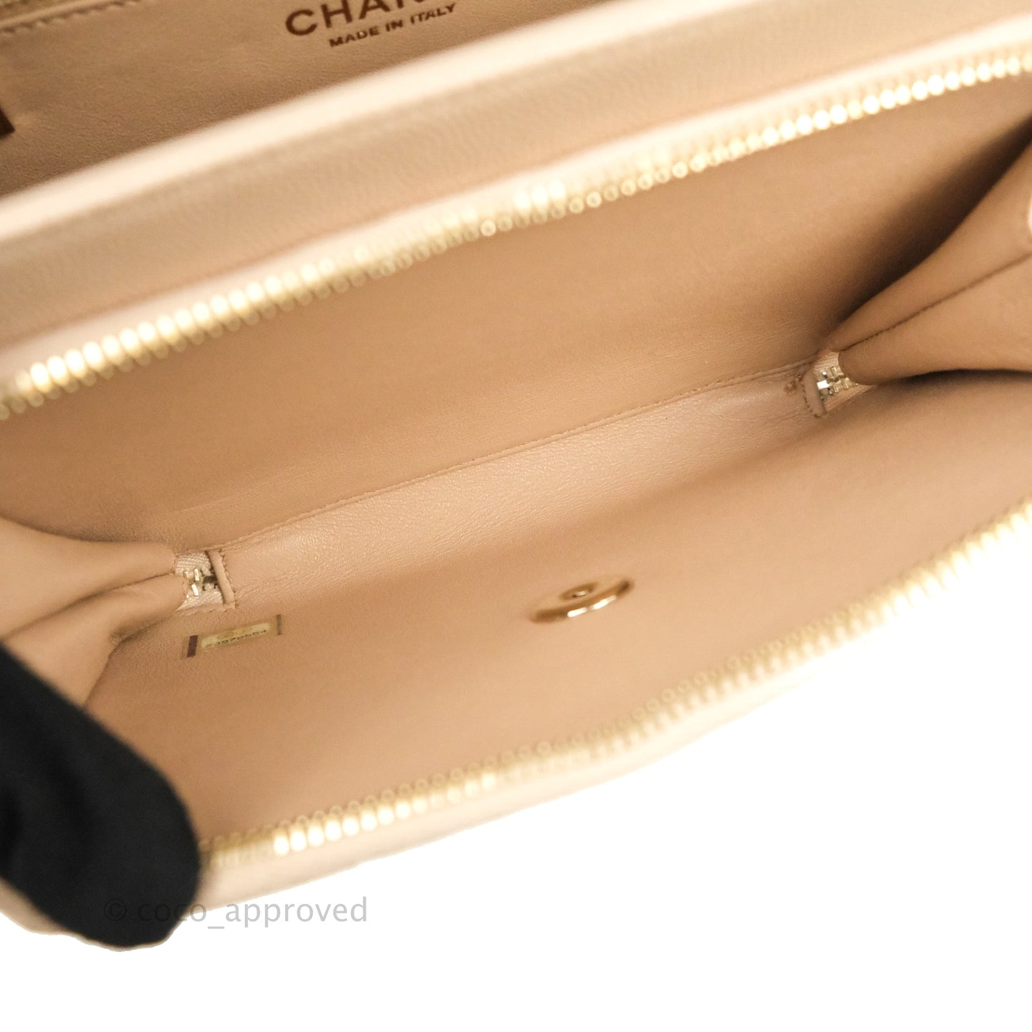 Chanel Quilted Medium Business Affinity Flap Light Beige Caviar Gold Hardware