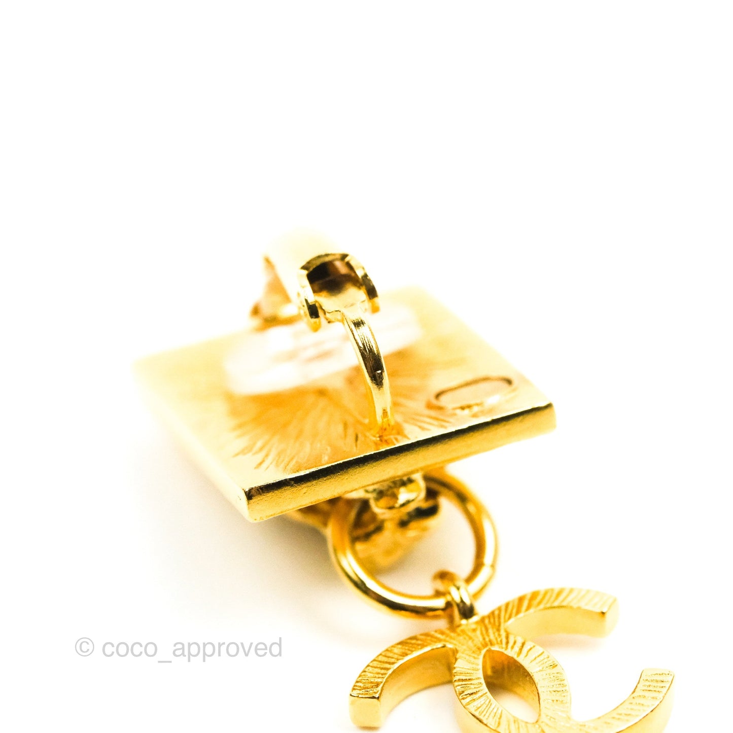 Chanel Lion CC Drop Ear Clip Gold Tone 22A
