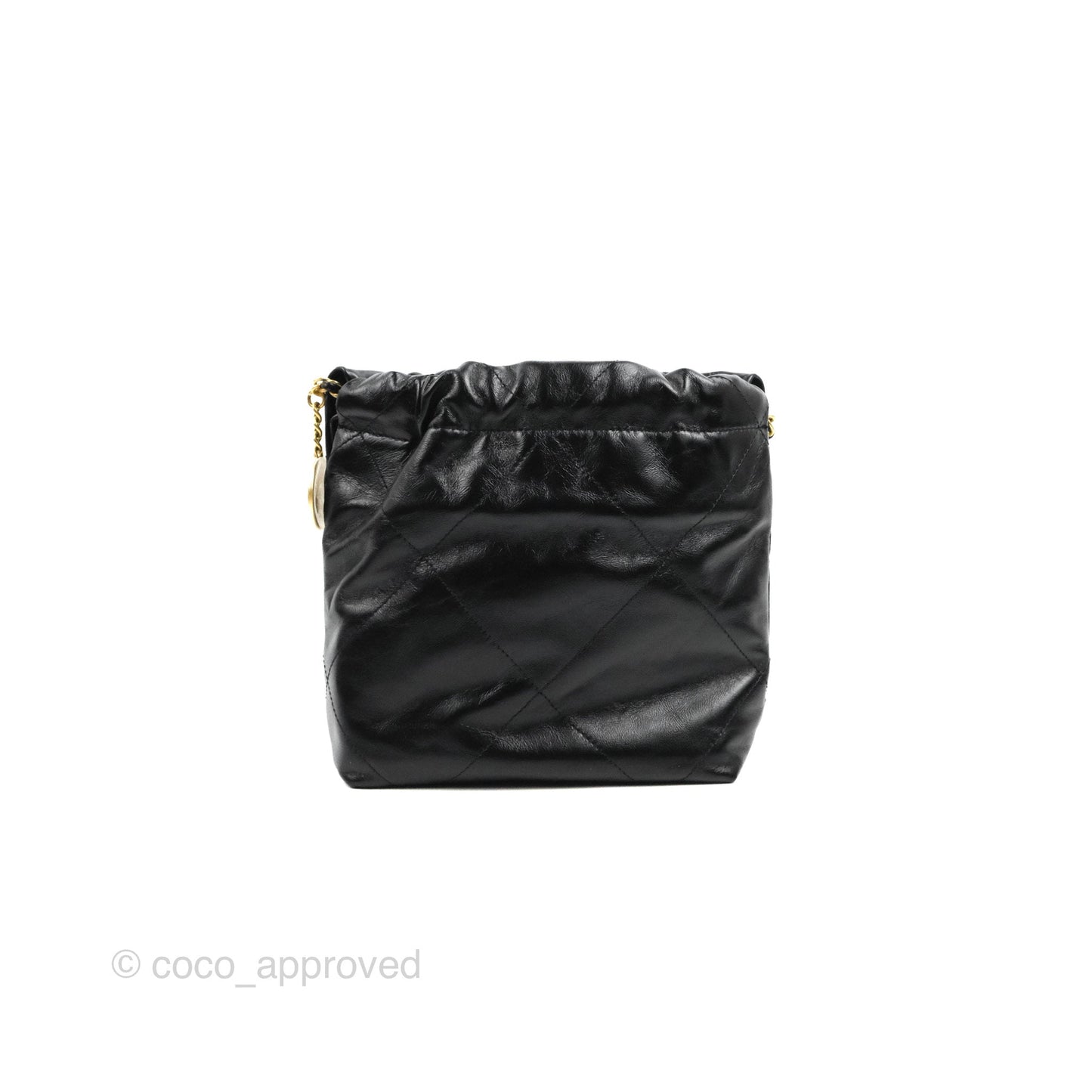 Chanel 22 Mini Bag with Pearl Chain Black Shiny Crumpled Calfskin