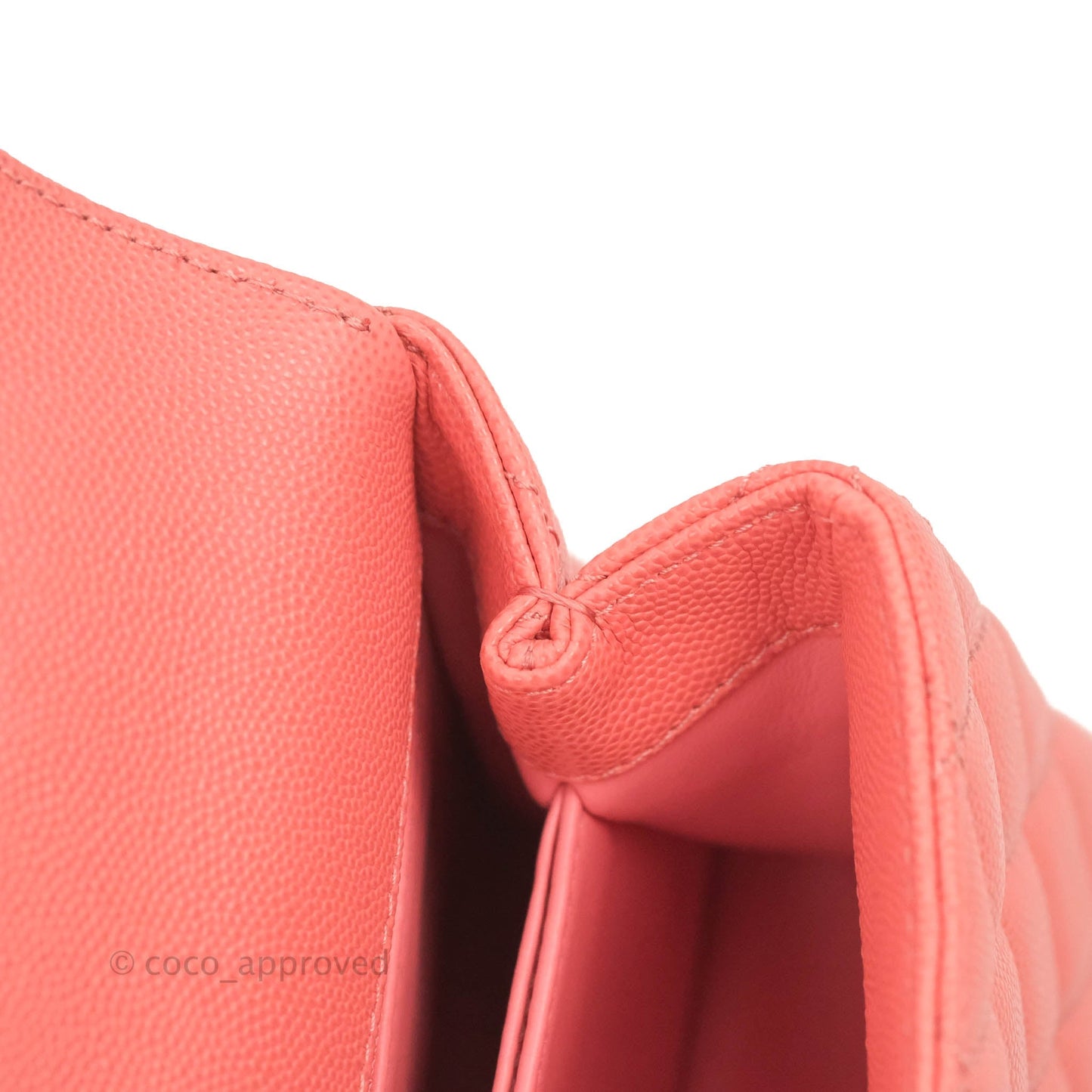 Chanel Small Quilted Coco Handle Coral Pink Caviar Gold Hardware