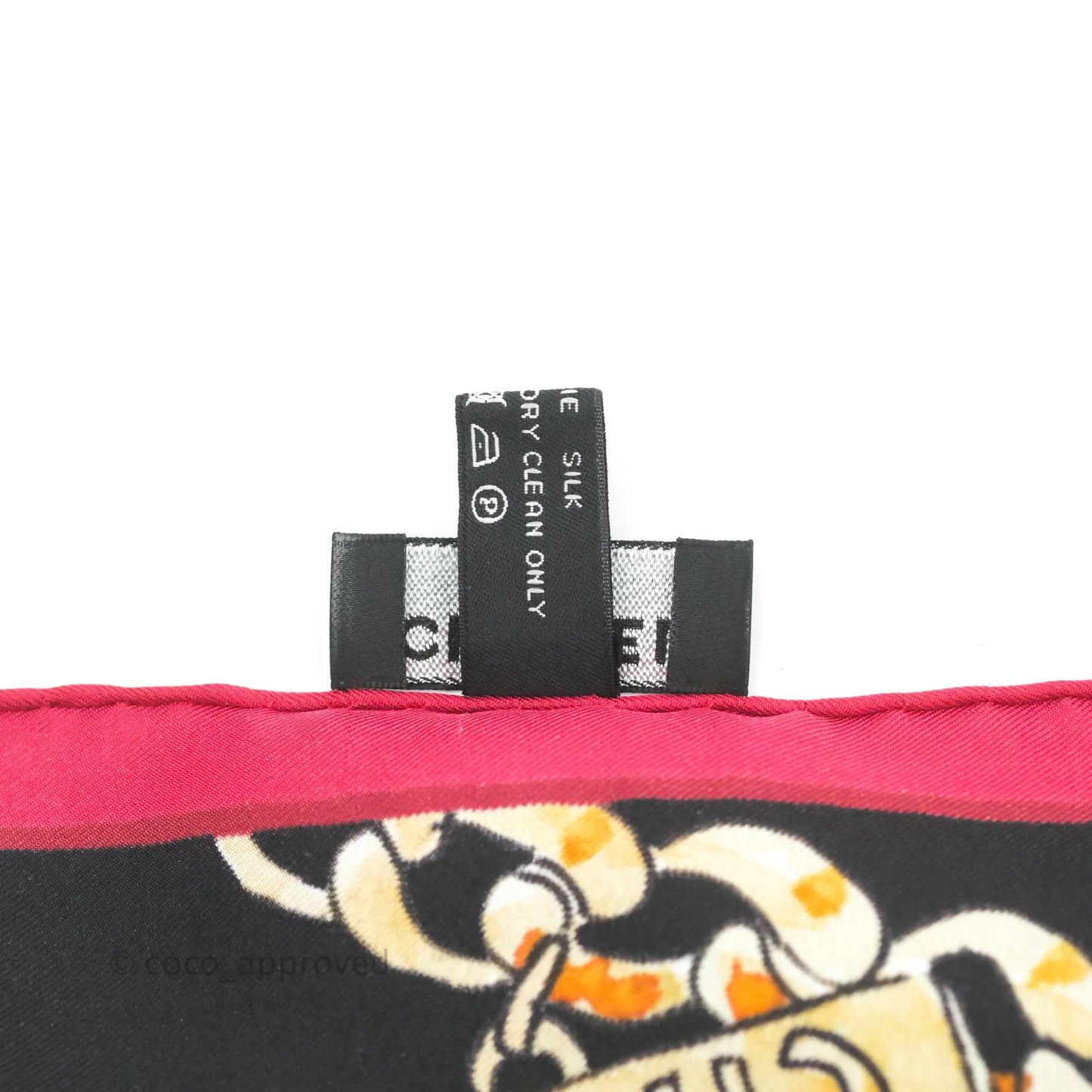 Chanel Square Silk Scarf Pink, Gold & Black
