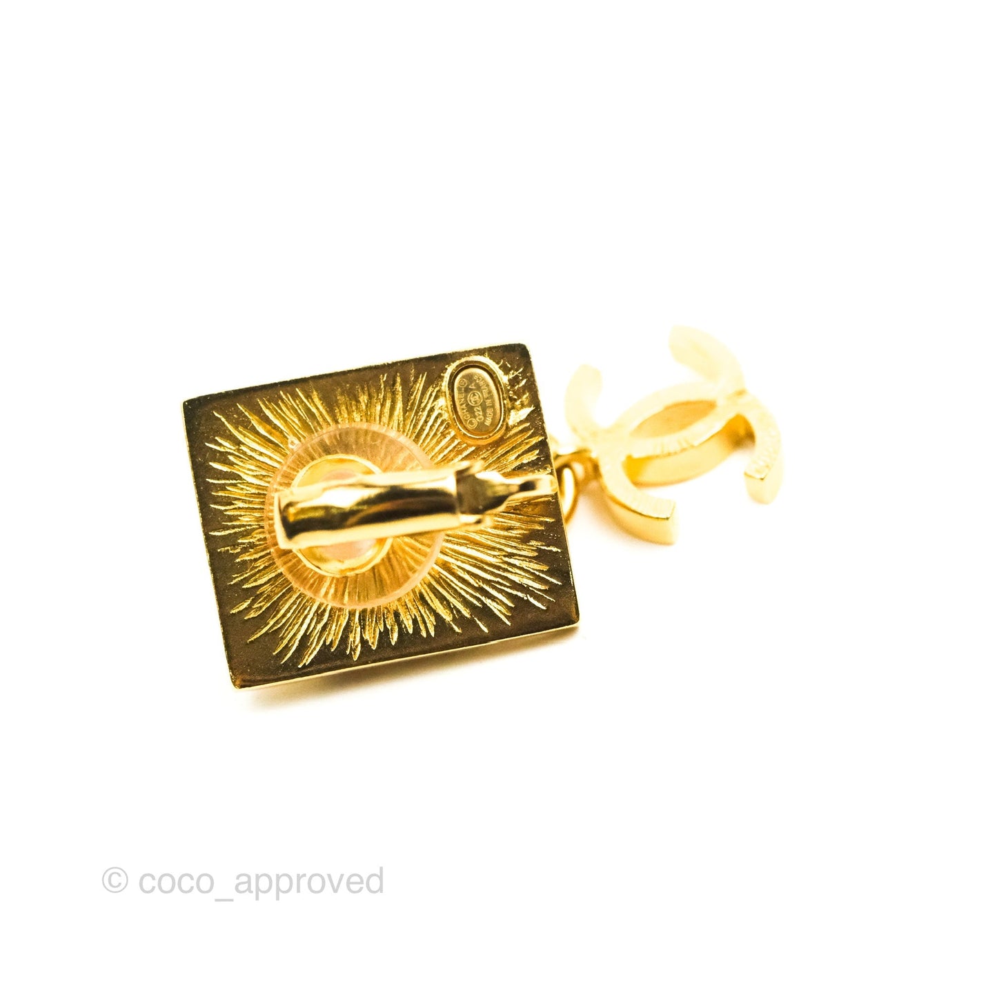 Chanel Lion CC Drop Ear Clip Gold Tone 22A