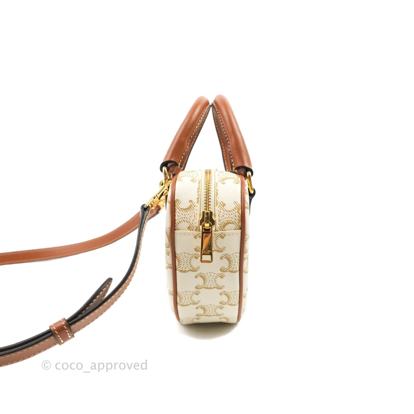 Celine Heart Medium Triomphe White Calfskin