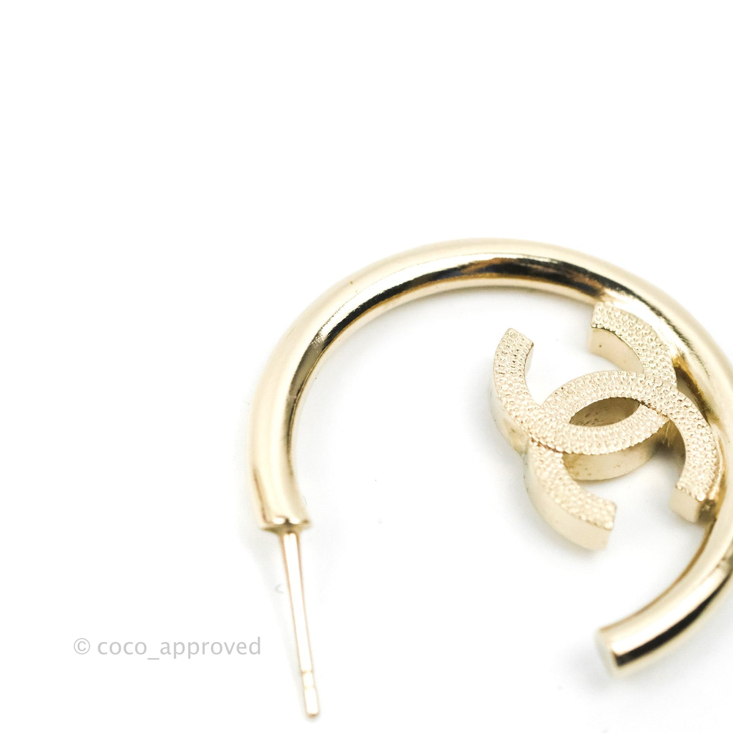 Chanel CC Hoop Earrings Gold Tone 22P
